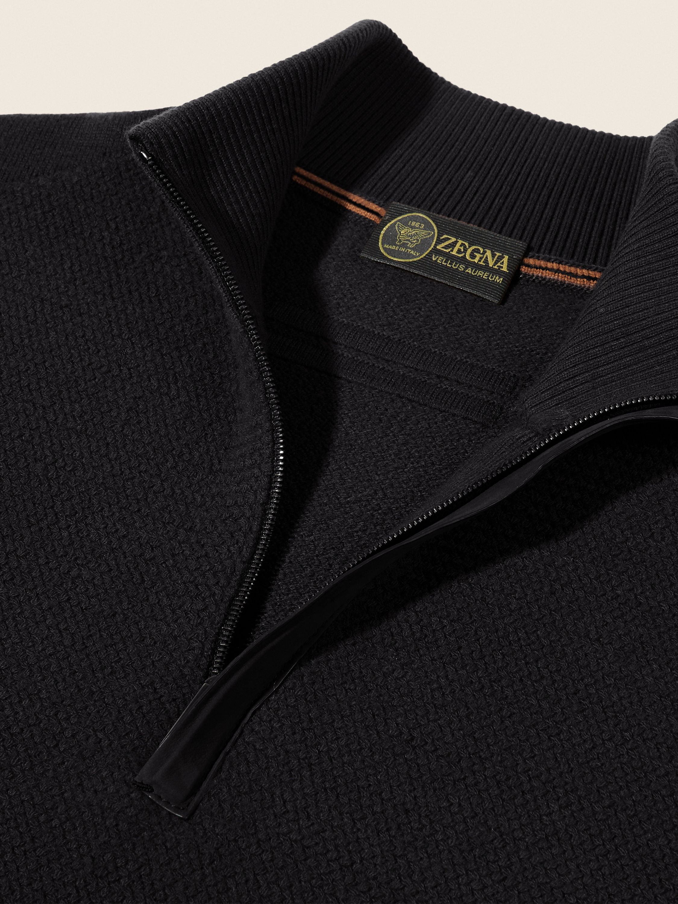 Black Vellus Aureum Zip Mock Neck Sweater Product detail photo #2
