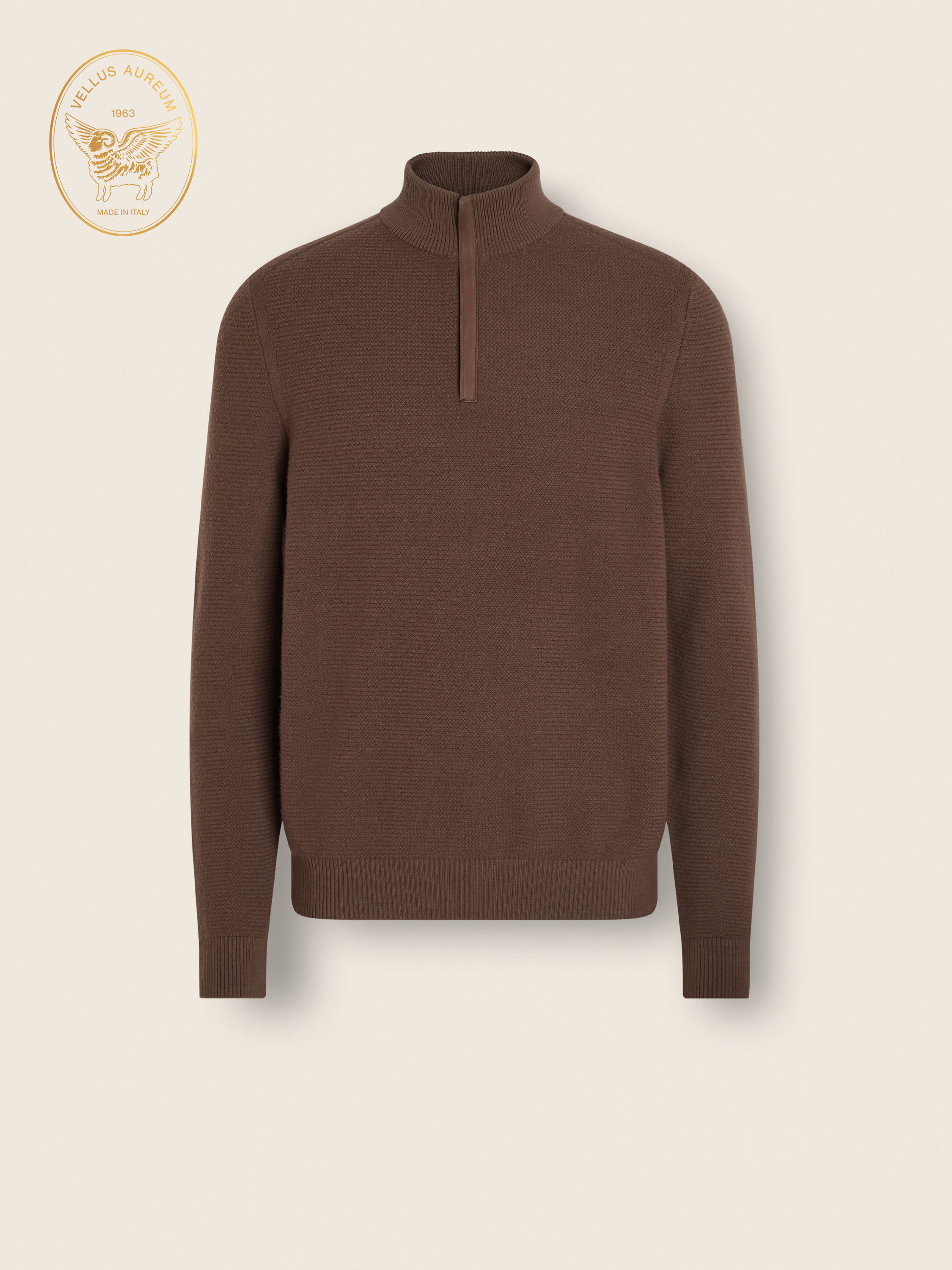 Brown Vellus Aureum Zip Mock Neck Main product photo