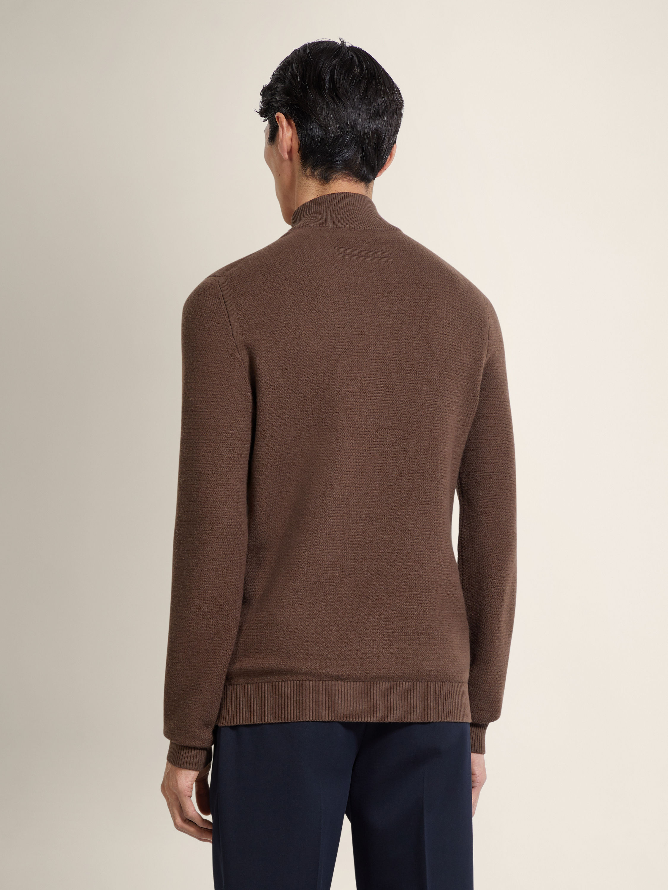 Brown Vellus Aureum Zip Mock Neck Product detail photo #4