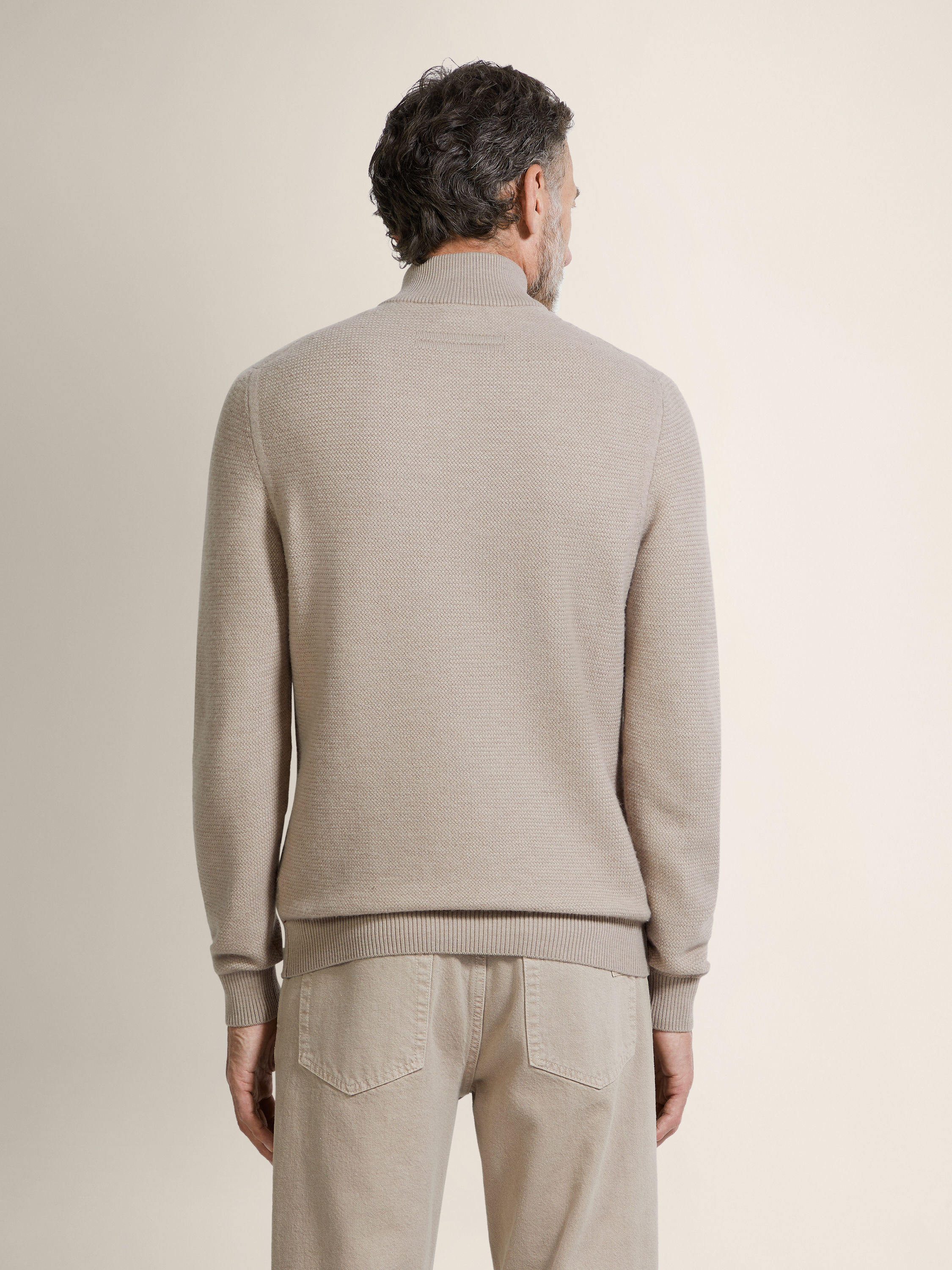 Light Taupe Vellus Aureum Zip Mock Neck Product detail photo #4