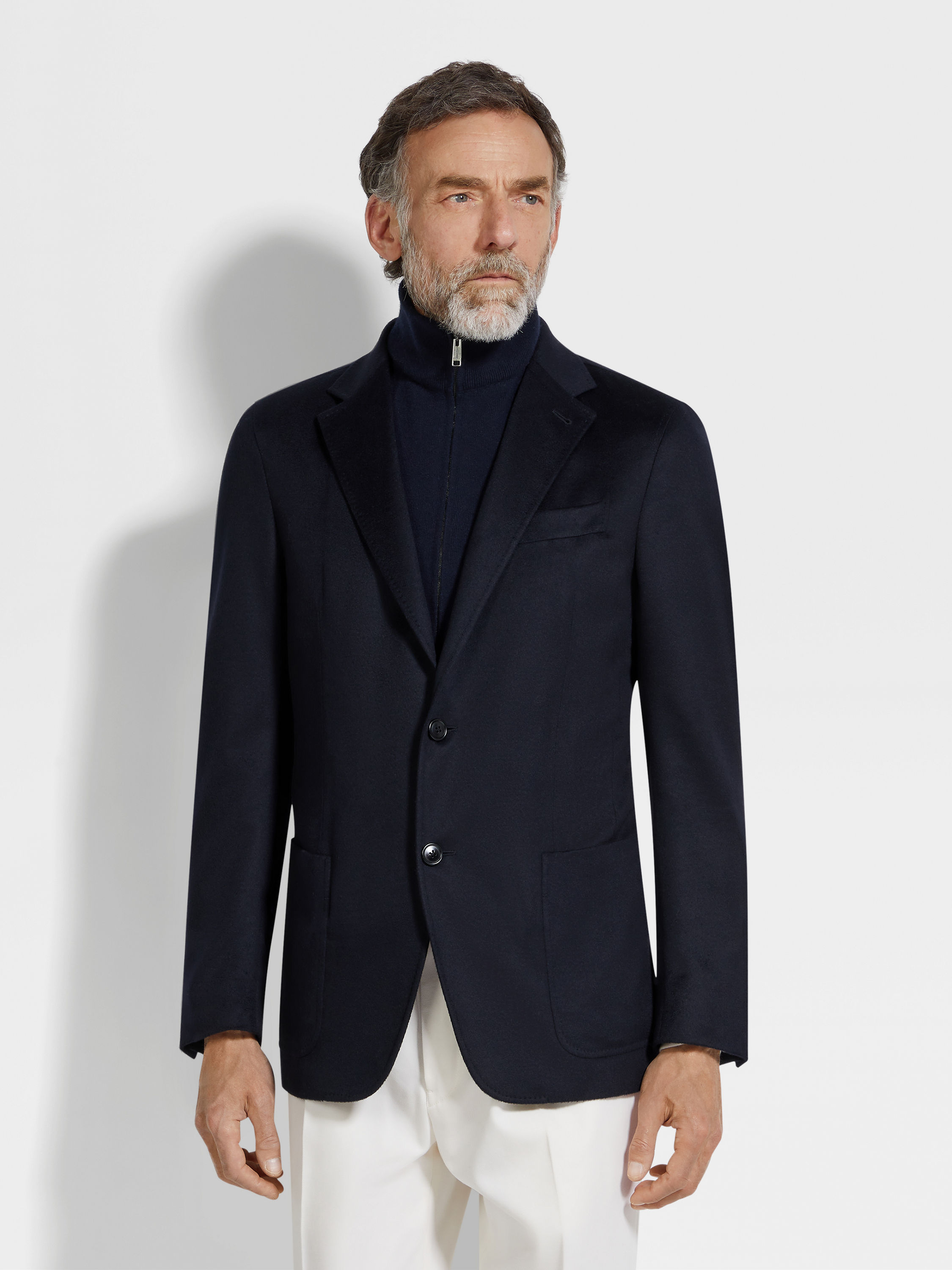 Navy Blue Oasi Cashmere Jacket Product detail photo #3