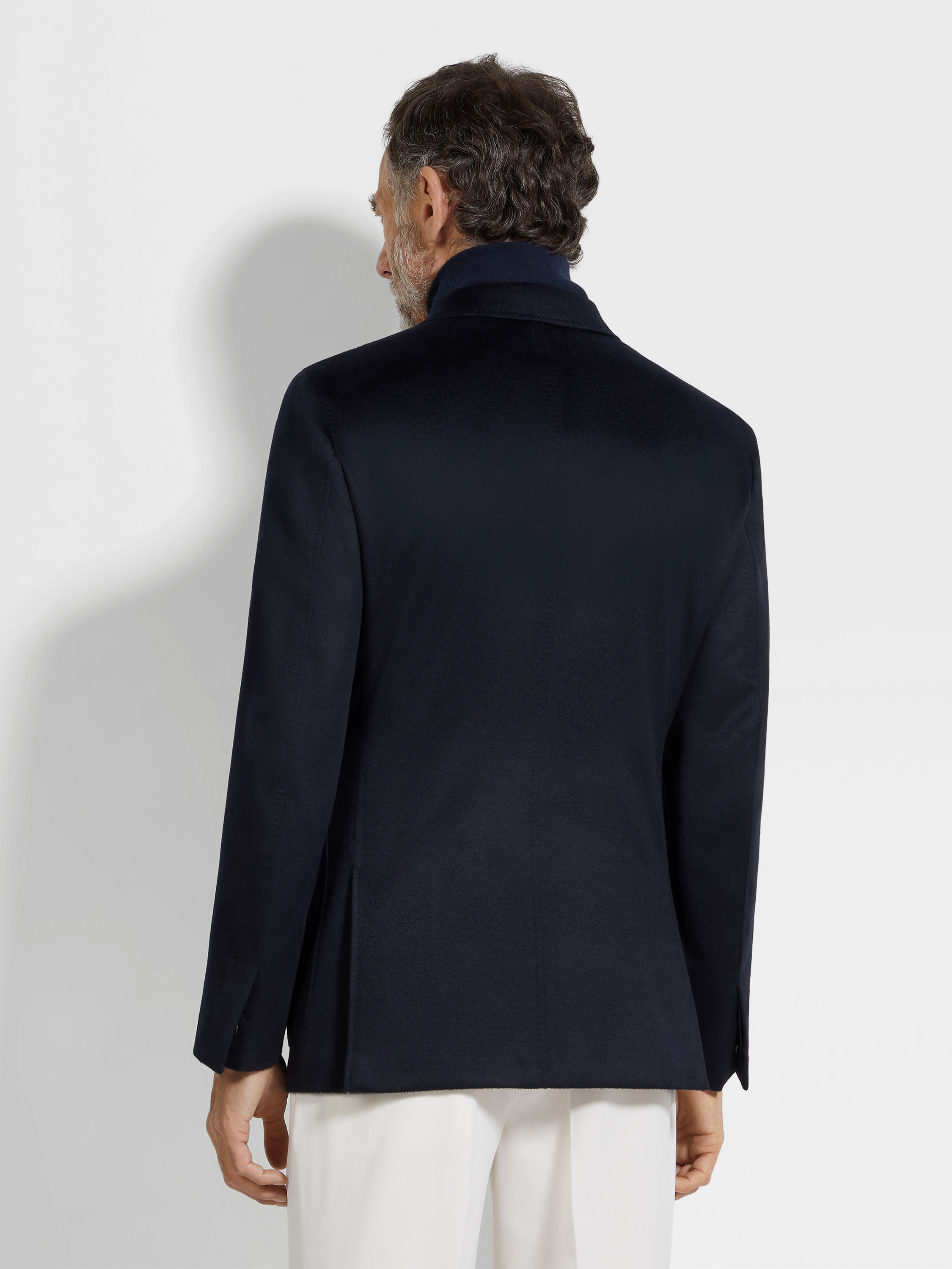 Navy Blue Oasi Cashmere Jacket Product detail photo #4