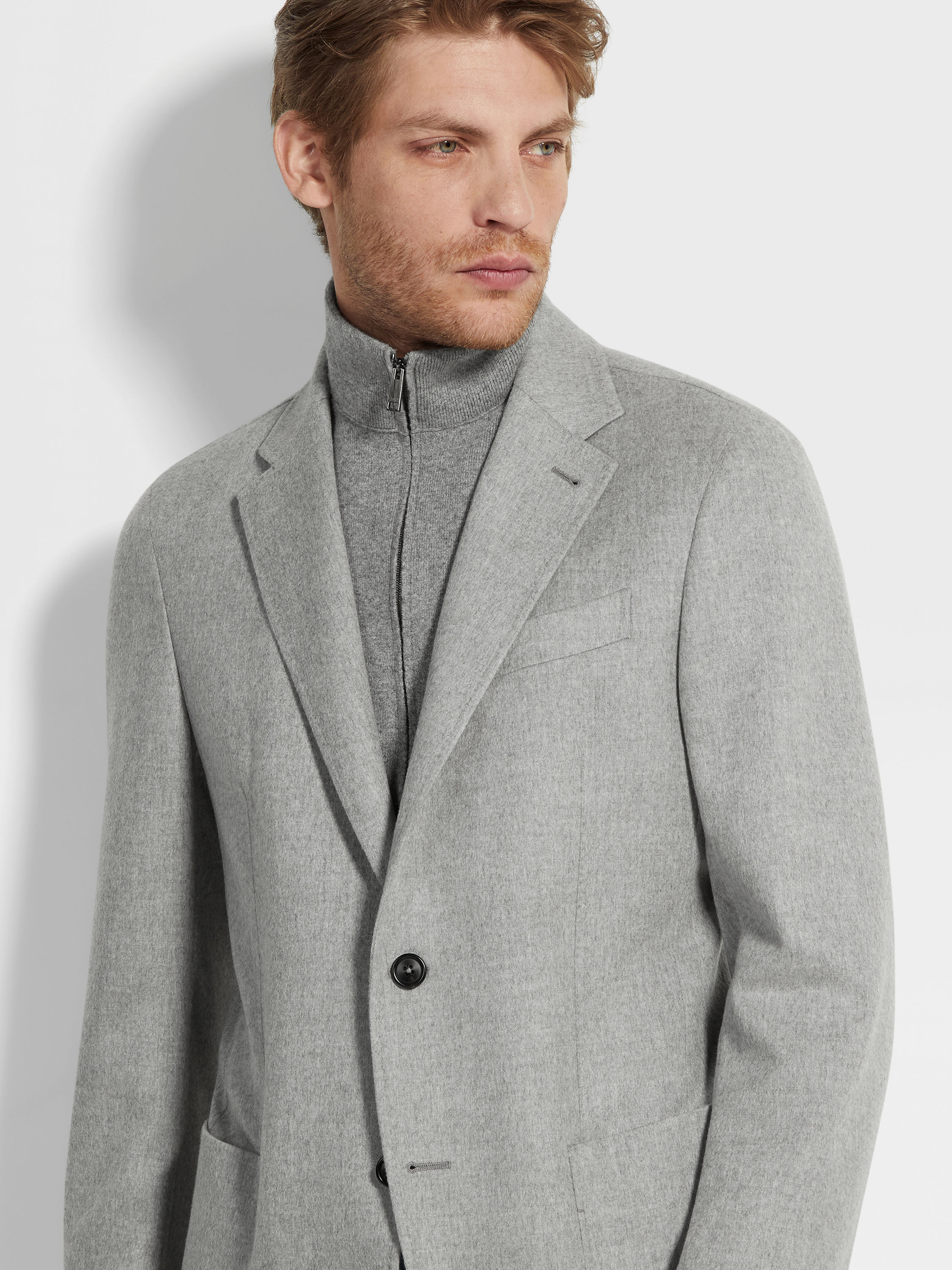 Grey Mélange Oasi Cashmere Jacket Product detail photo #2