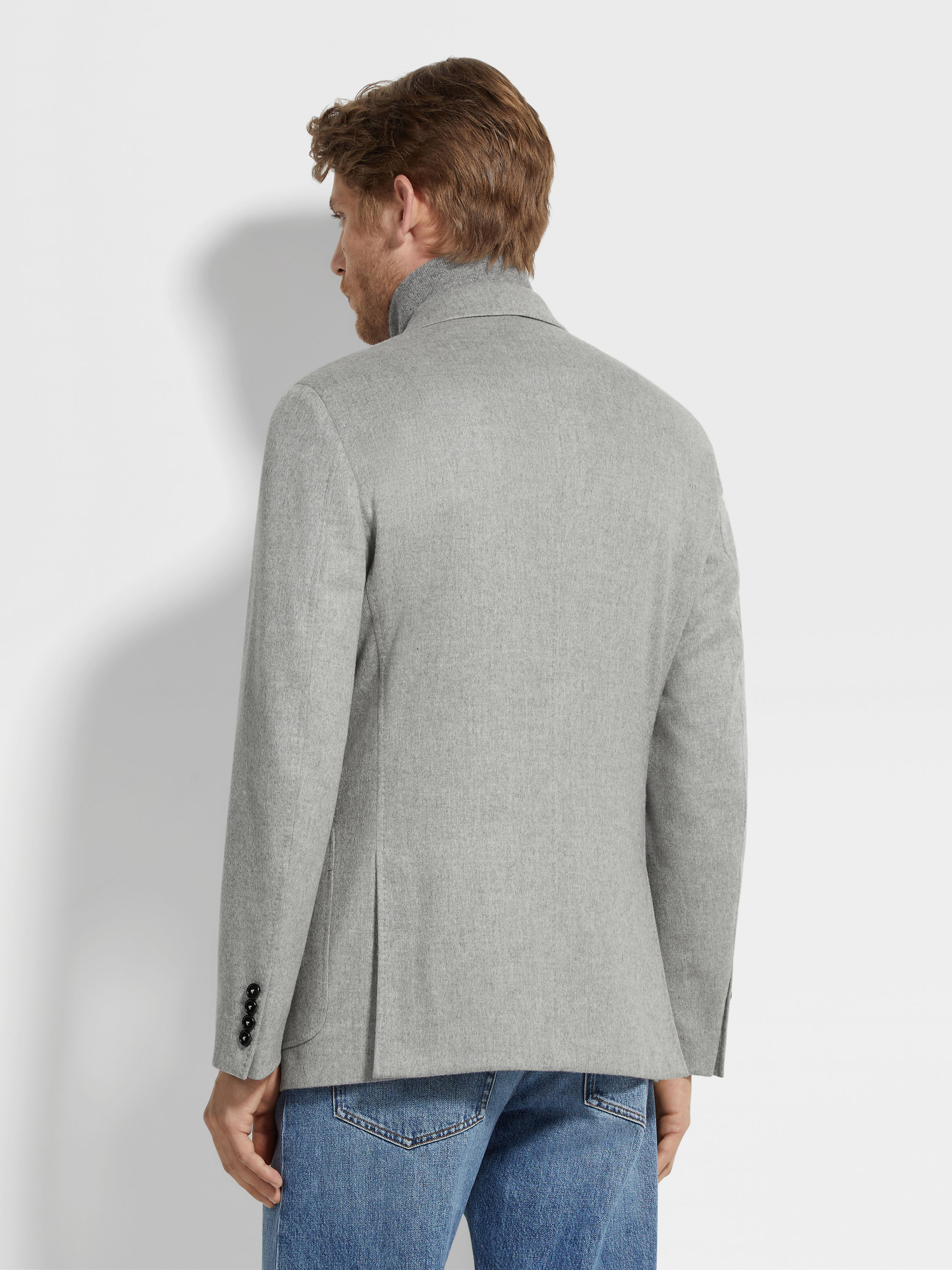 Grey Mélange Oasi Cashmere Jacket Product detail photo #4