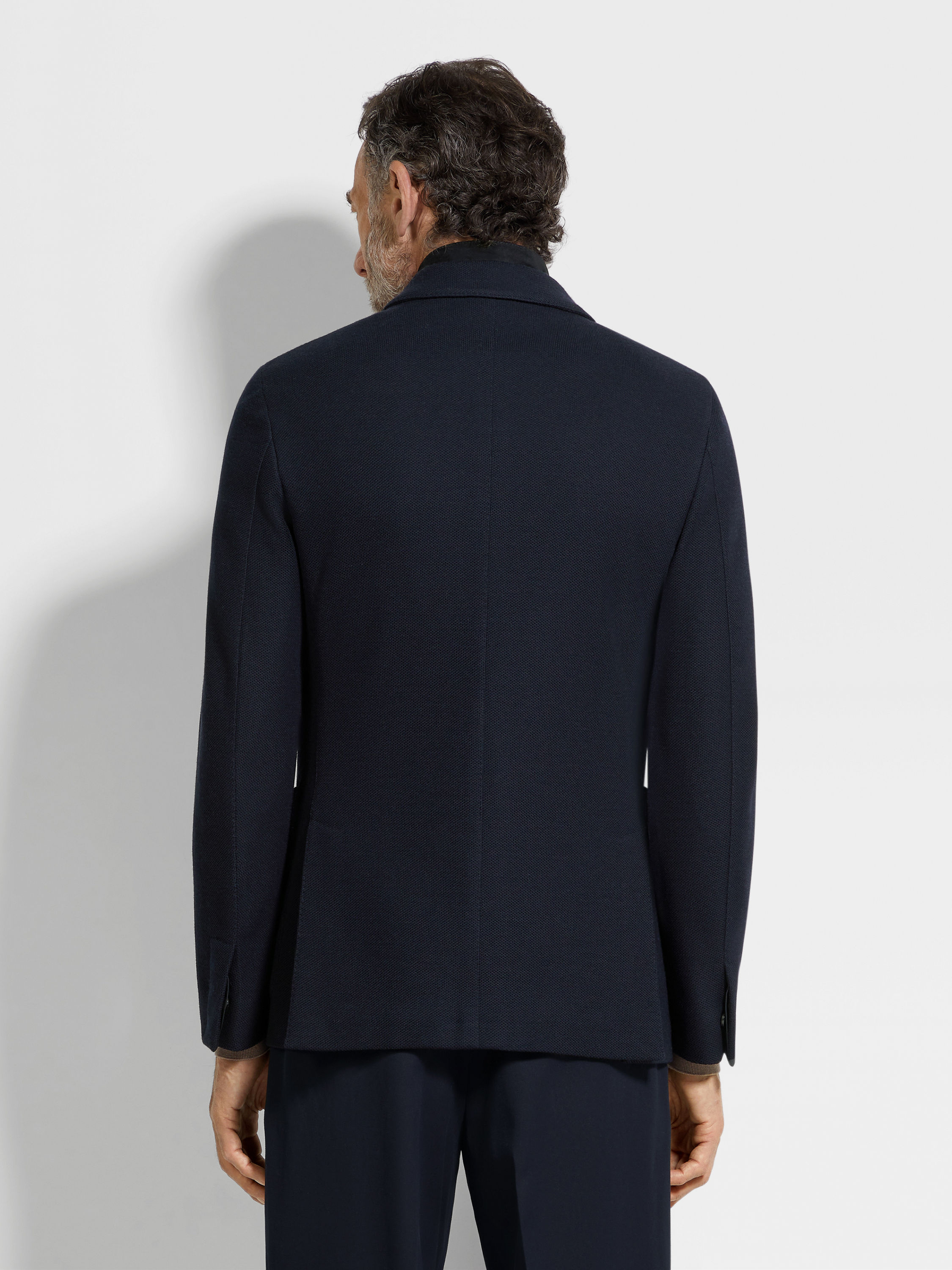 Navy Blue High Performance™ Jersey Sweater Jacket Product detail photo #4