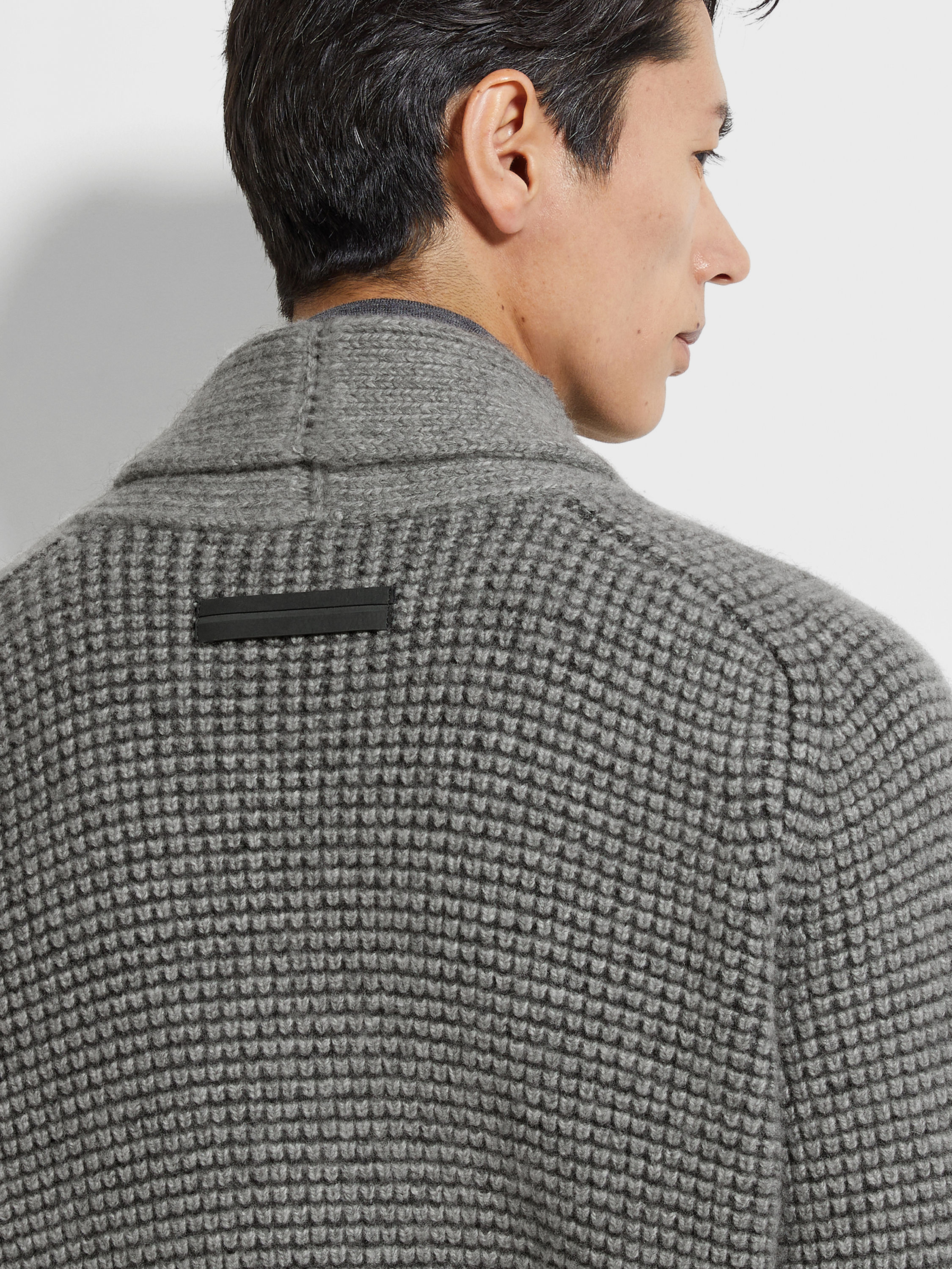 Grey Mélange Cashmere and Mohair Cardigan Product detail photo #1