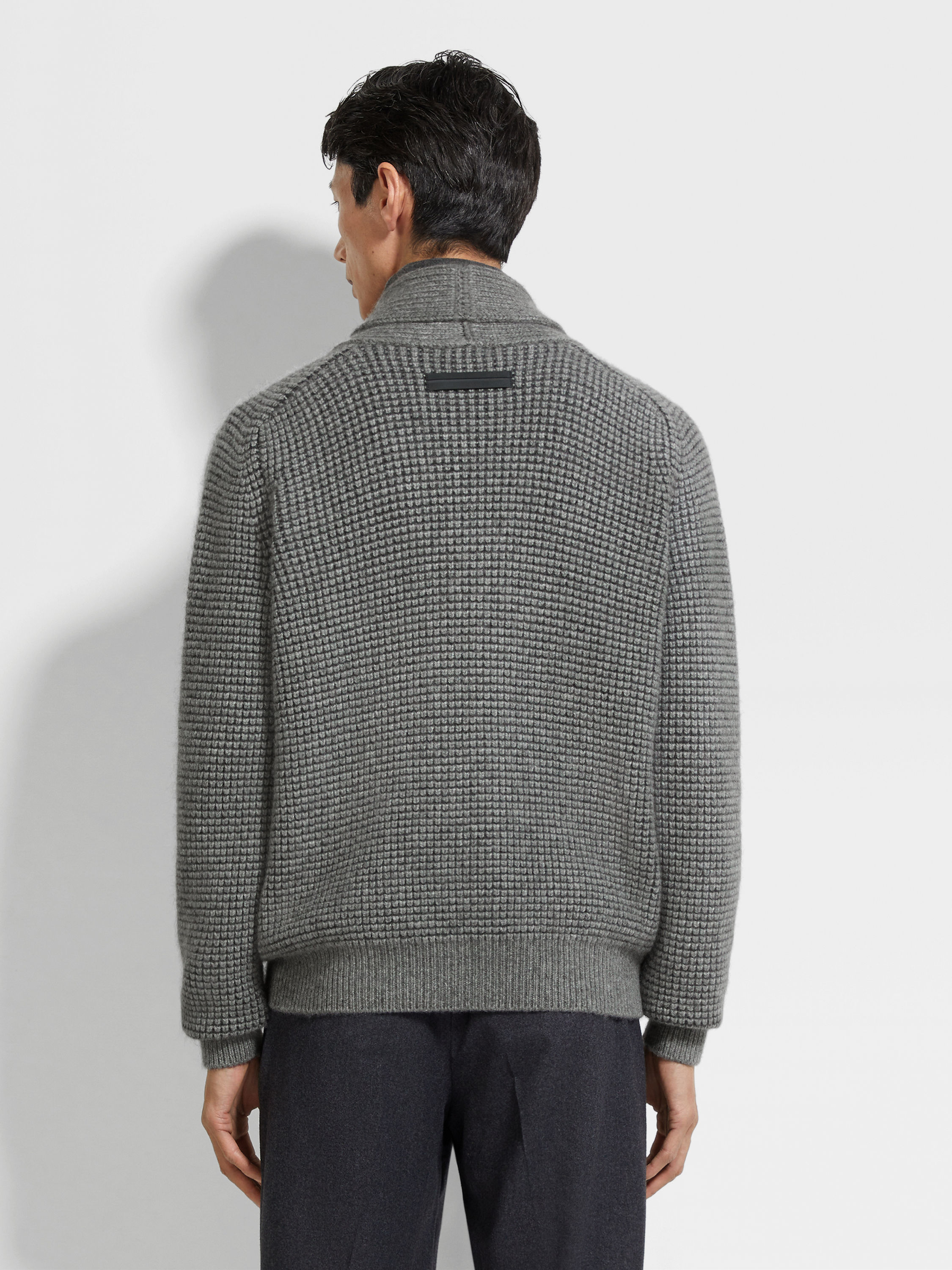 Grey Mélange Cashmere and Mohair Cardigan Product detail photo #4