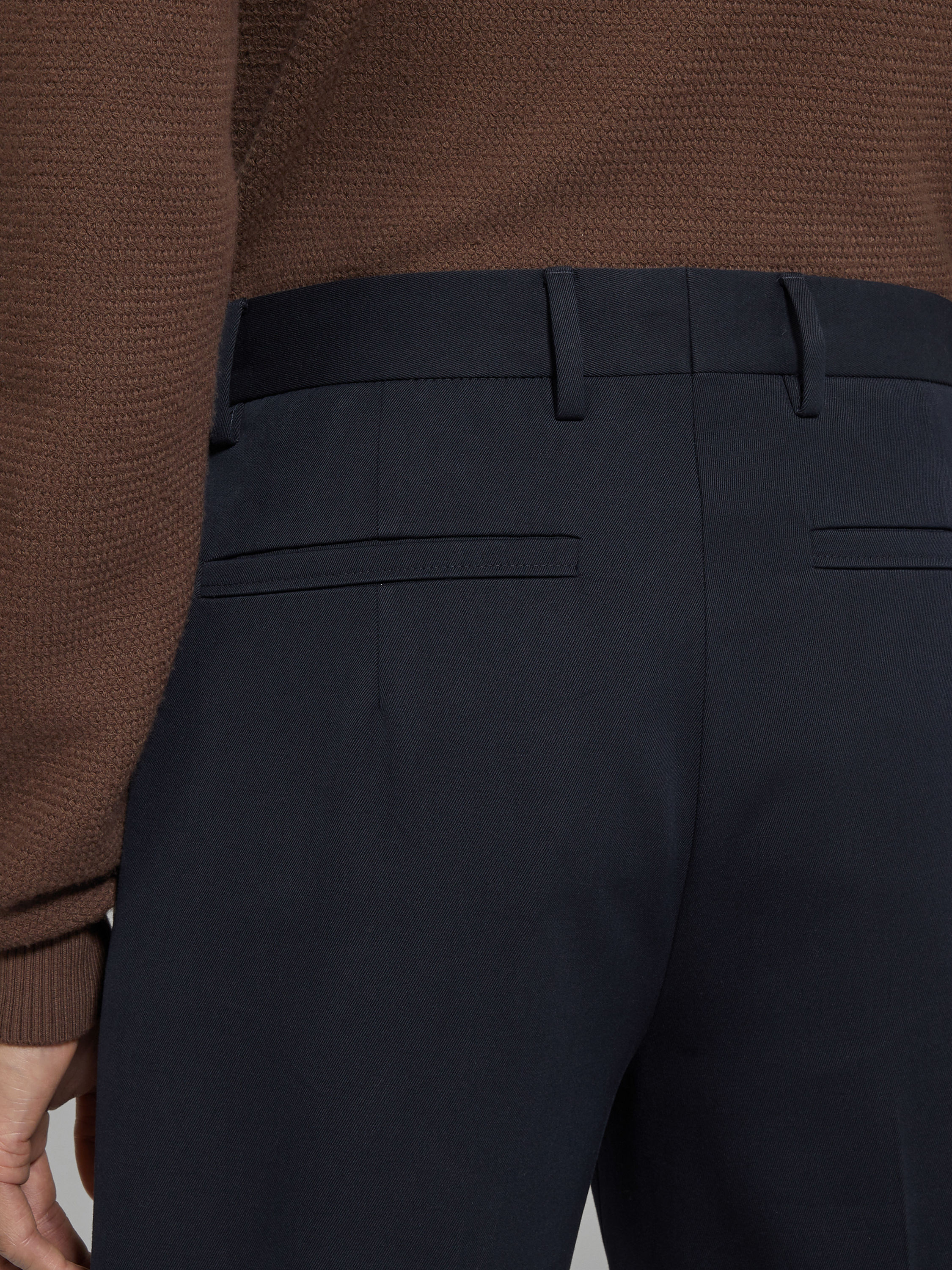 Navy Blue Cotton and Wool Pants Product detail photo #1