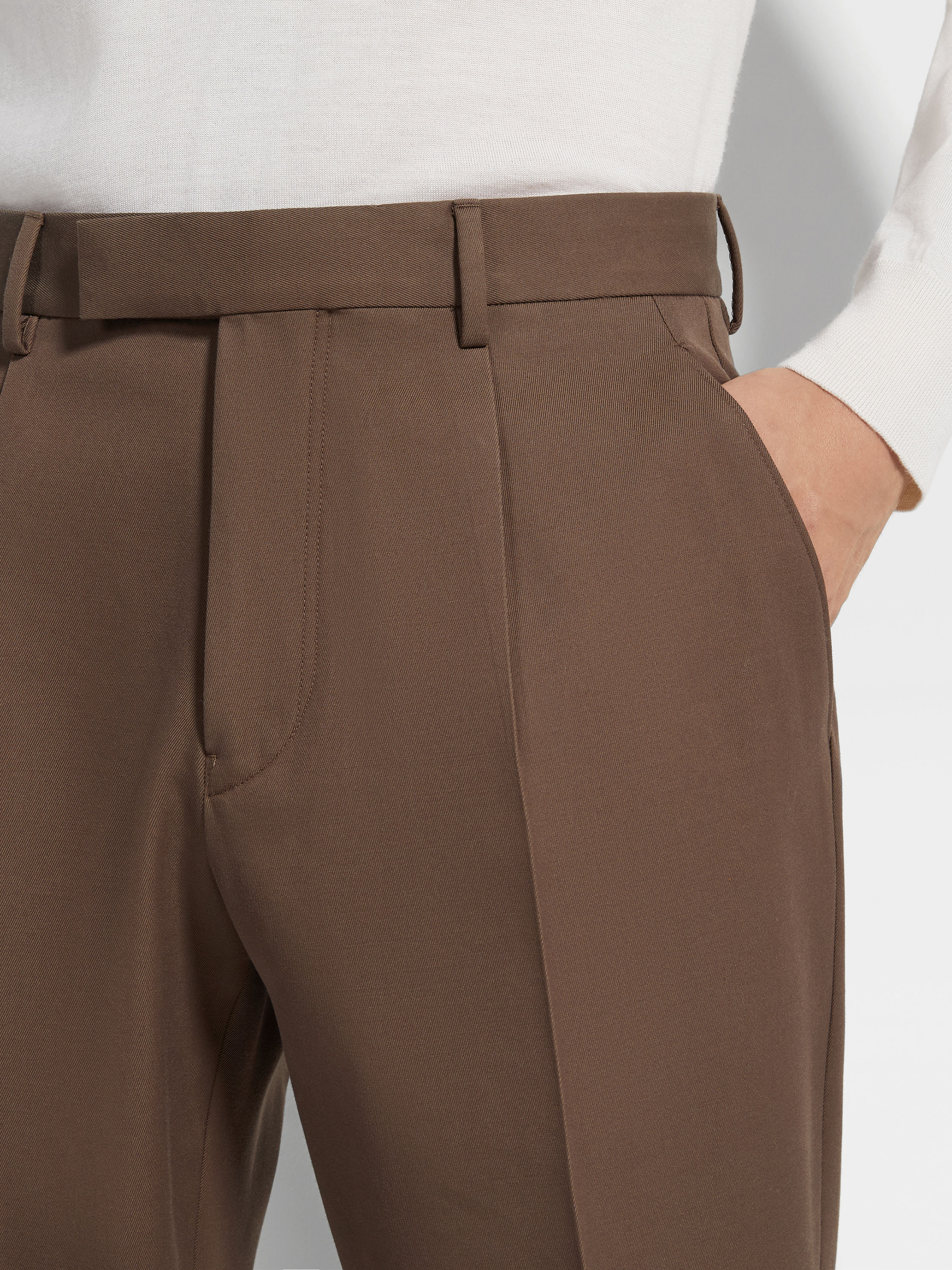 Brown Cotton and Wool Pants Product detail photo #1