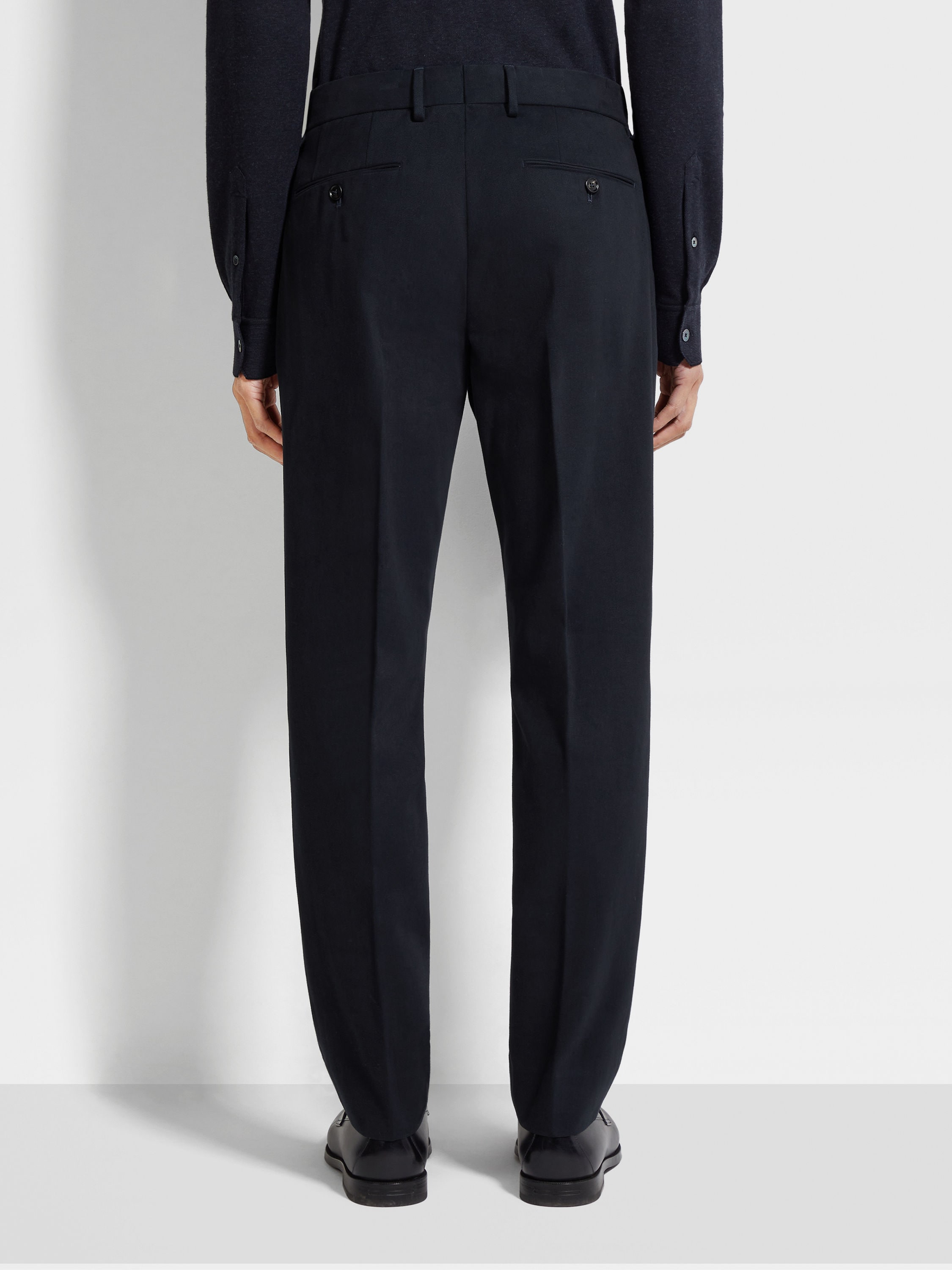 Navy Blue Cotton and Cashmere Pants Product detail photo #4