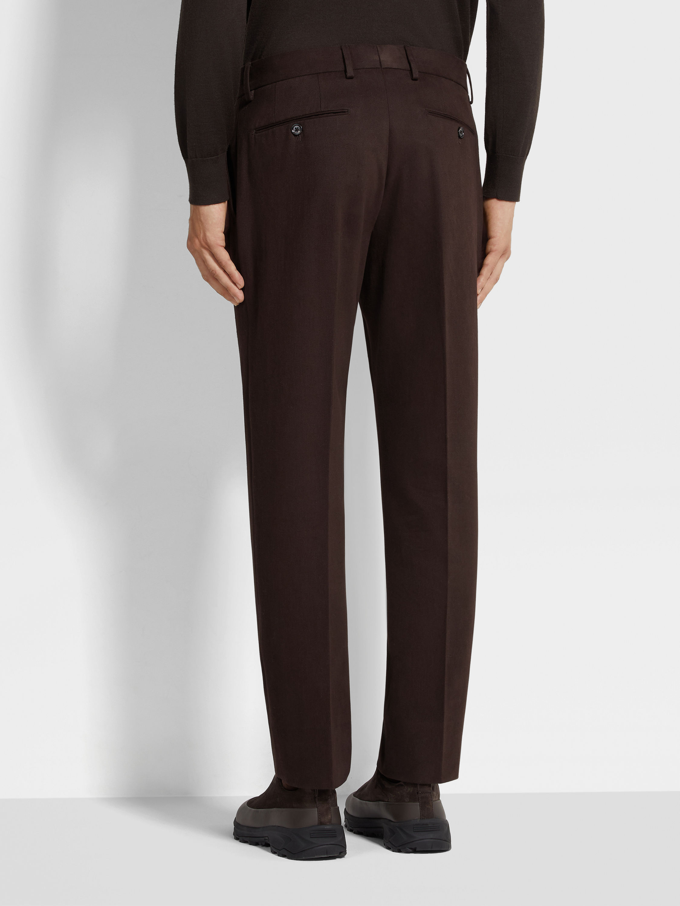 Dark Brown Cotton and Cashmere Pants Product detail photo #5