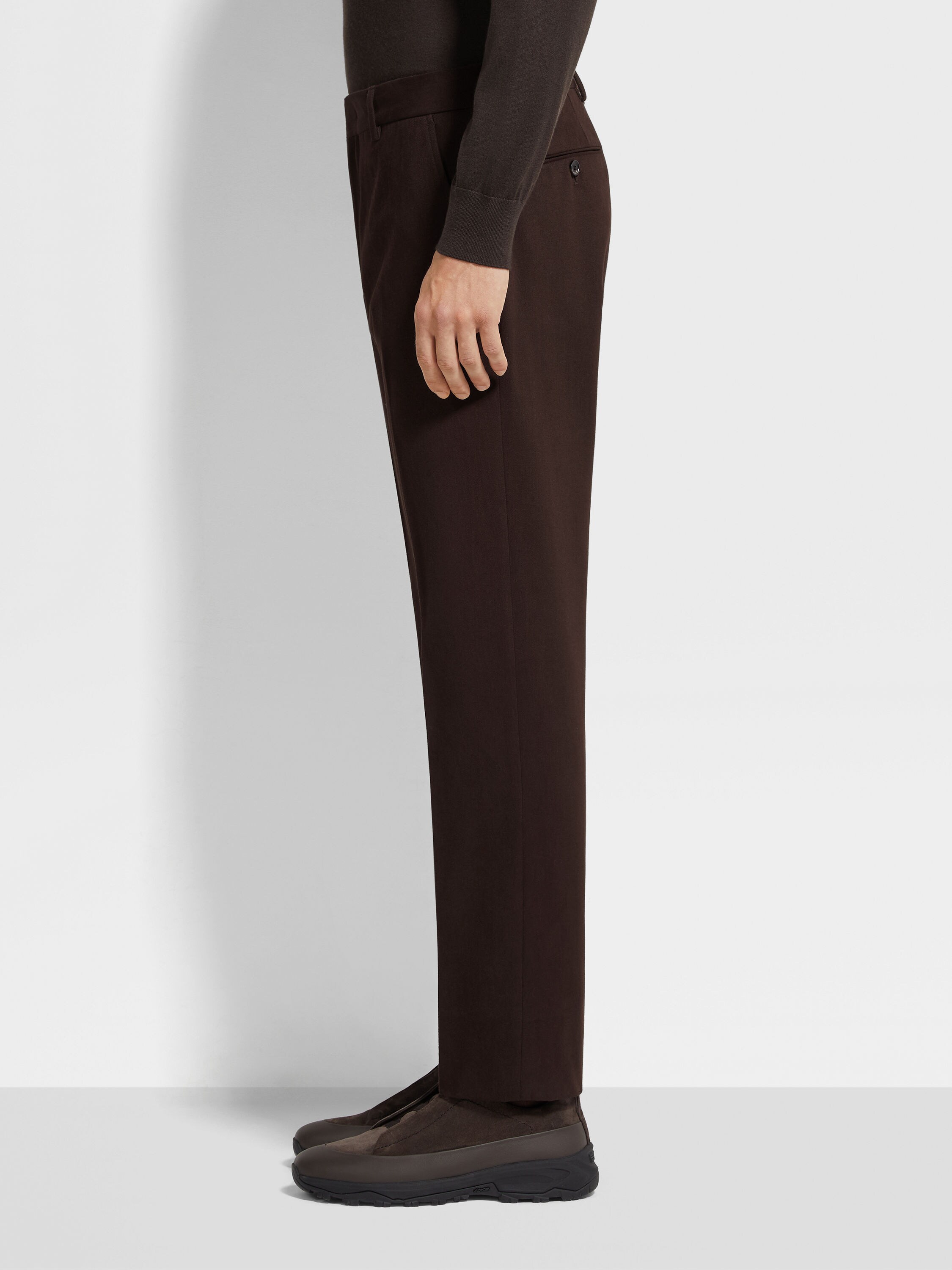 Dark Brown Cotton and Cashmere Pants Product detail photo #3