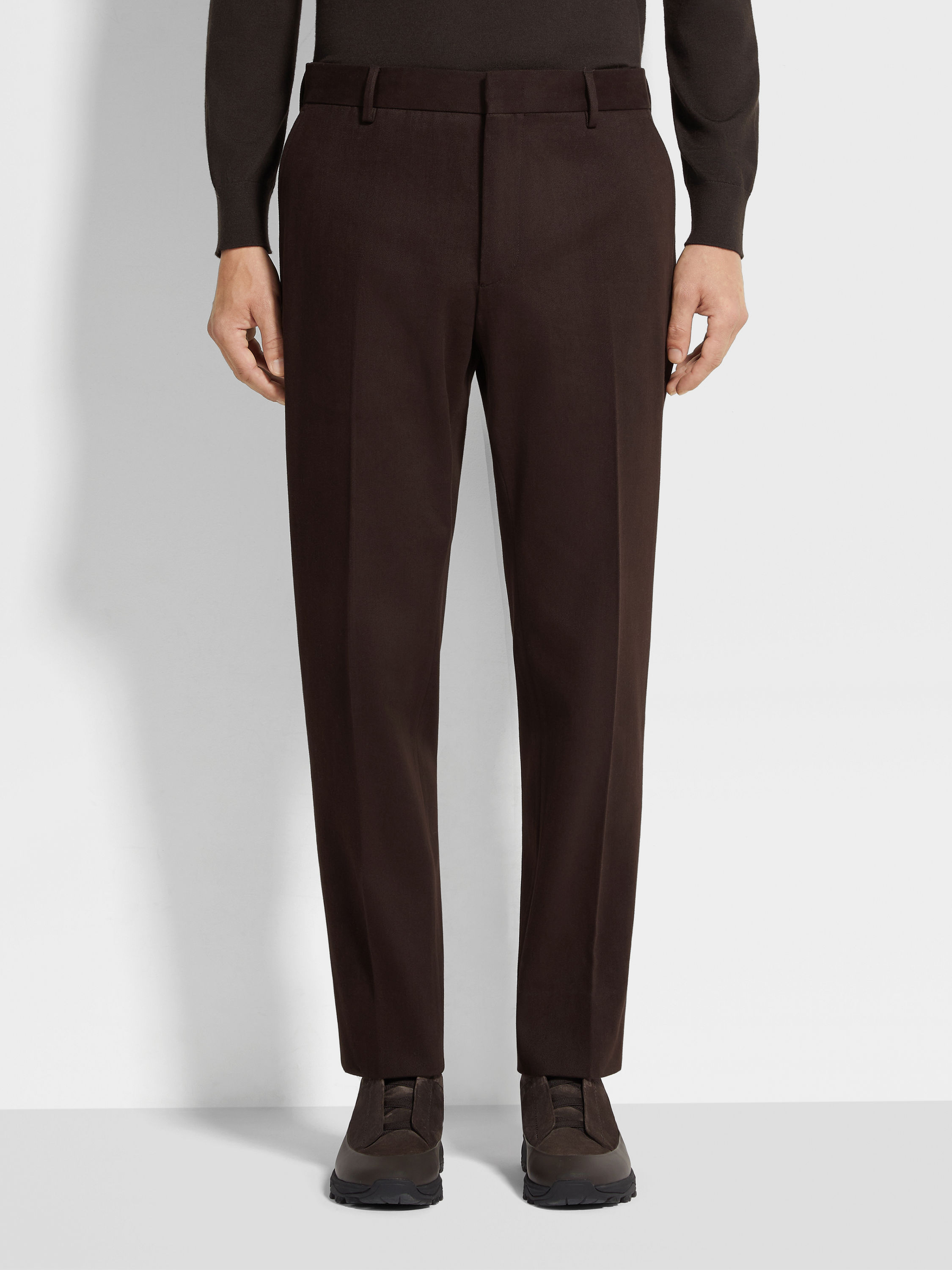 Dark Brown Cotton and Cashmere Pants Product detail photo #4