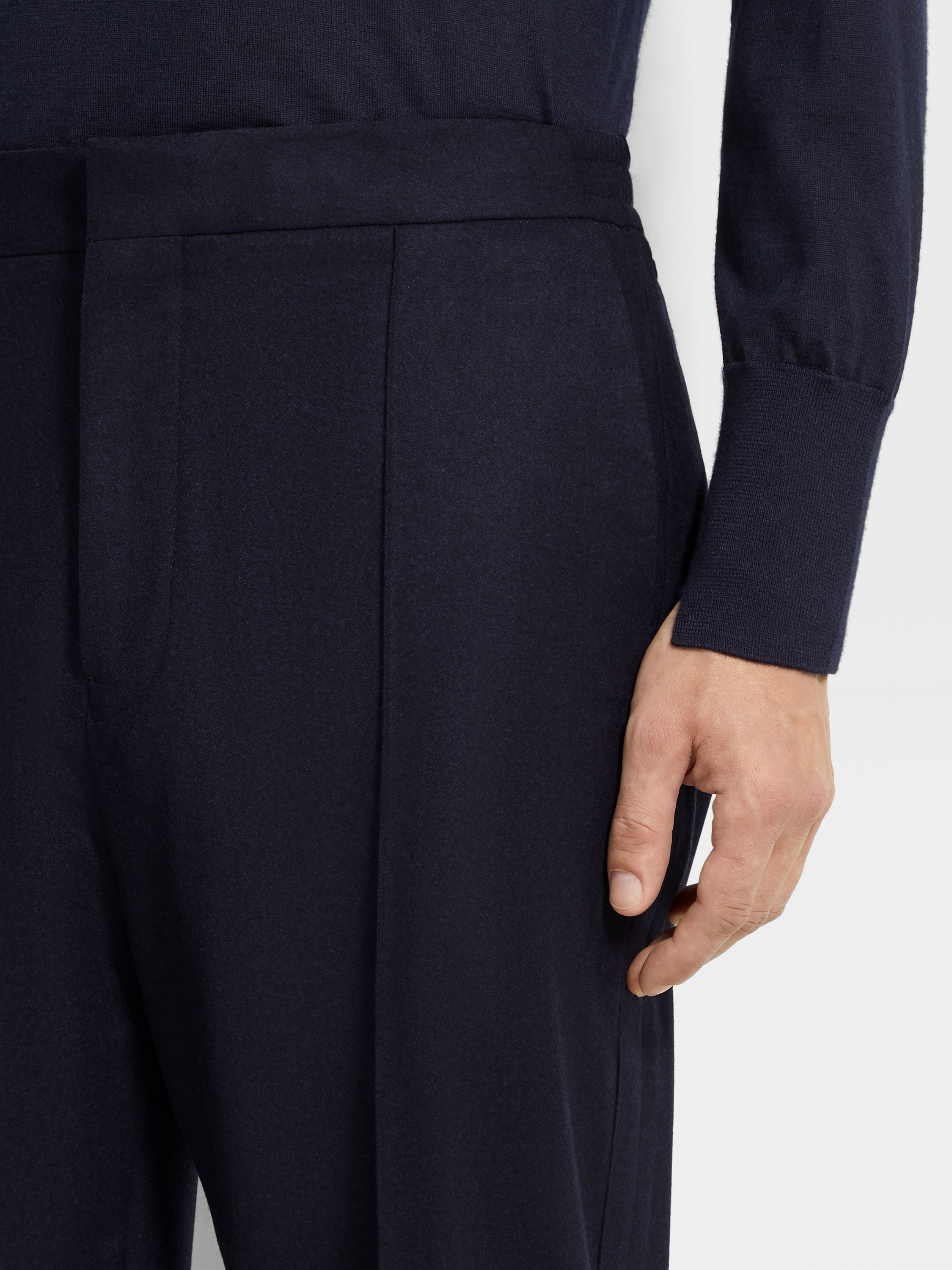 Navy Blue 15milmil15 Wool Silk and Cashmere Pants Product detail photo #1