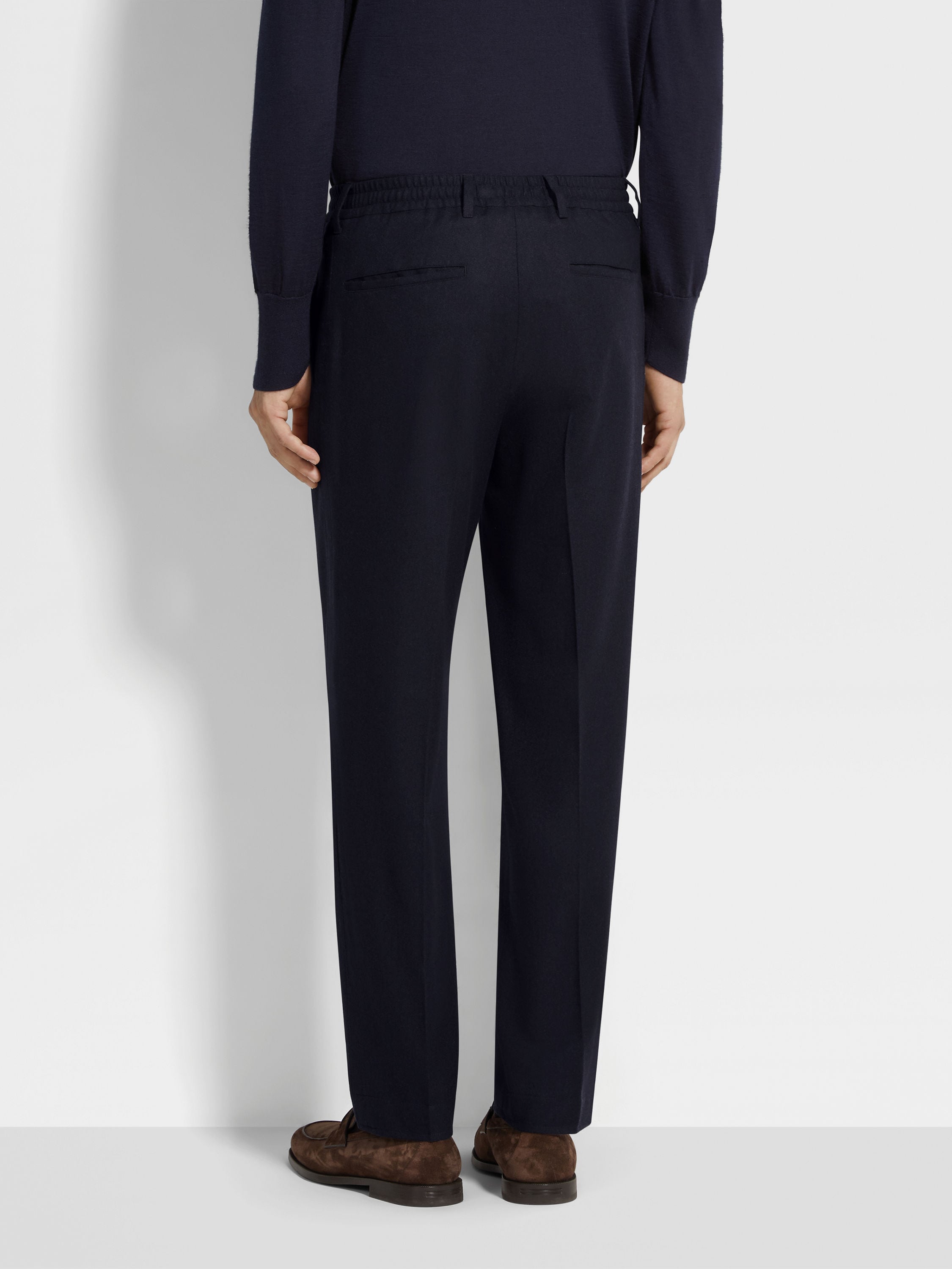 Navy Blue 15milmil15 Wool Silk and Cashmere Pants Product detail photo #5