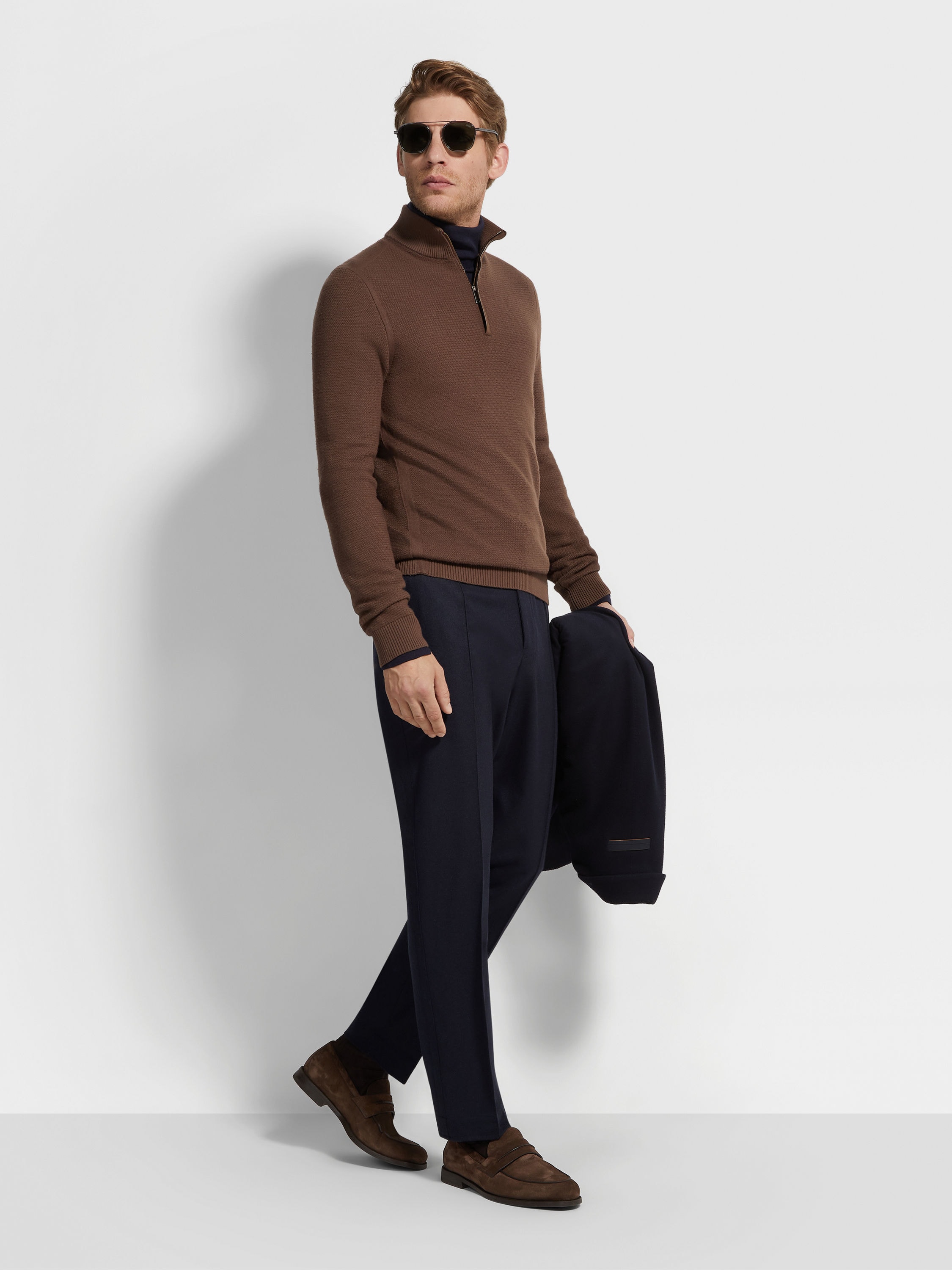 Navy Blue 15milmil15 Wool Silk and Cashmere Pants Product detail photo #2