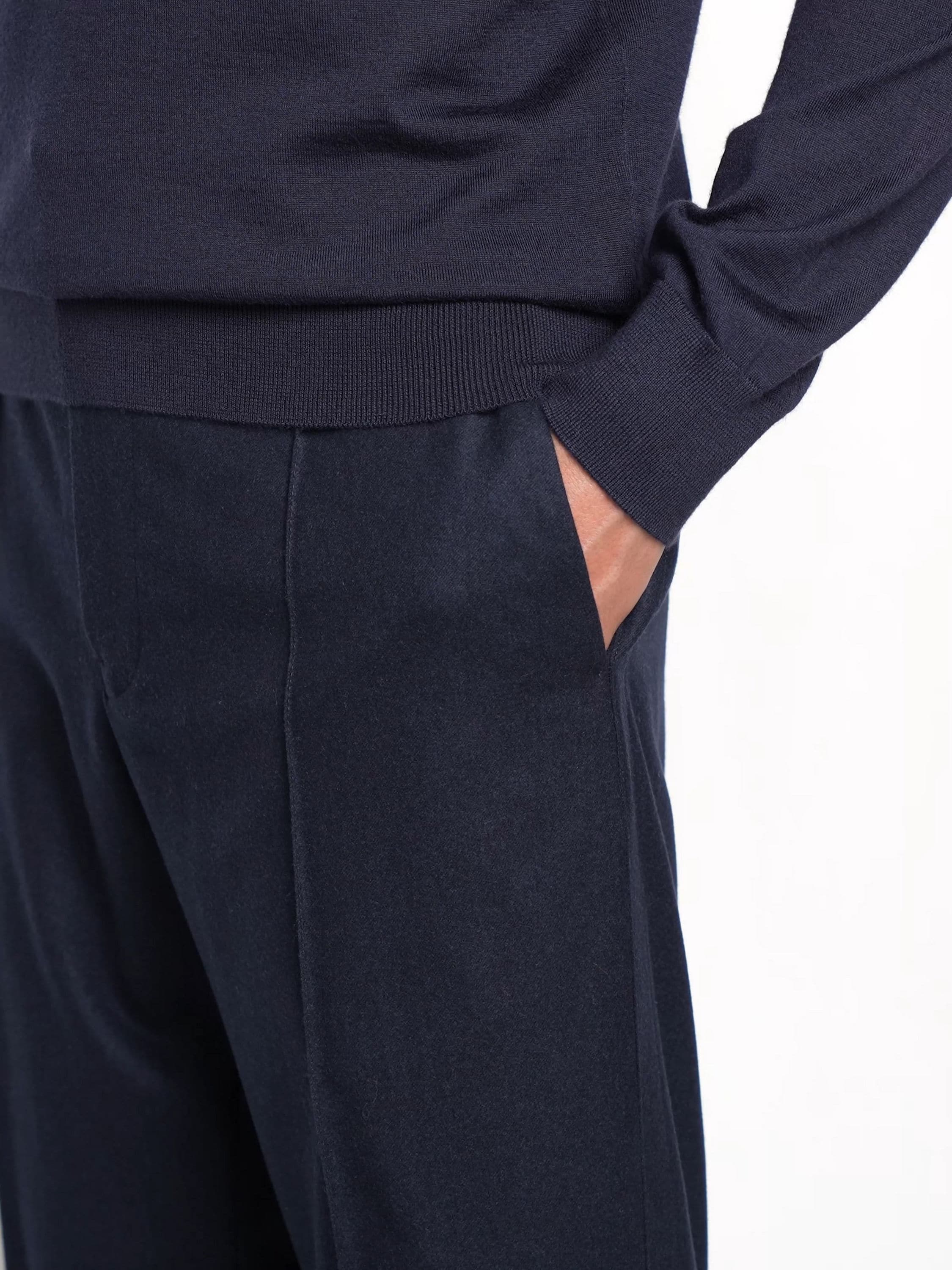 Navy Blue 15milmil15 Wool Silk and Cashmere Pants