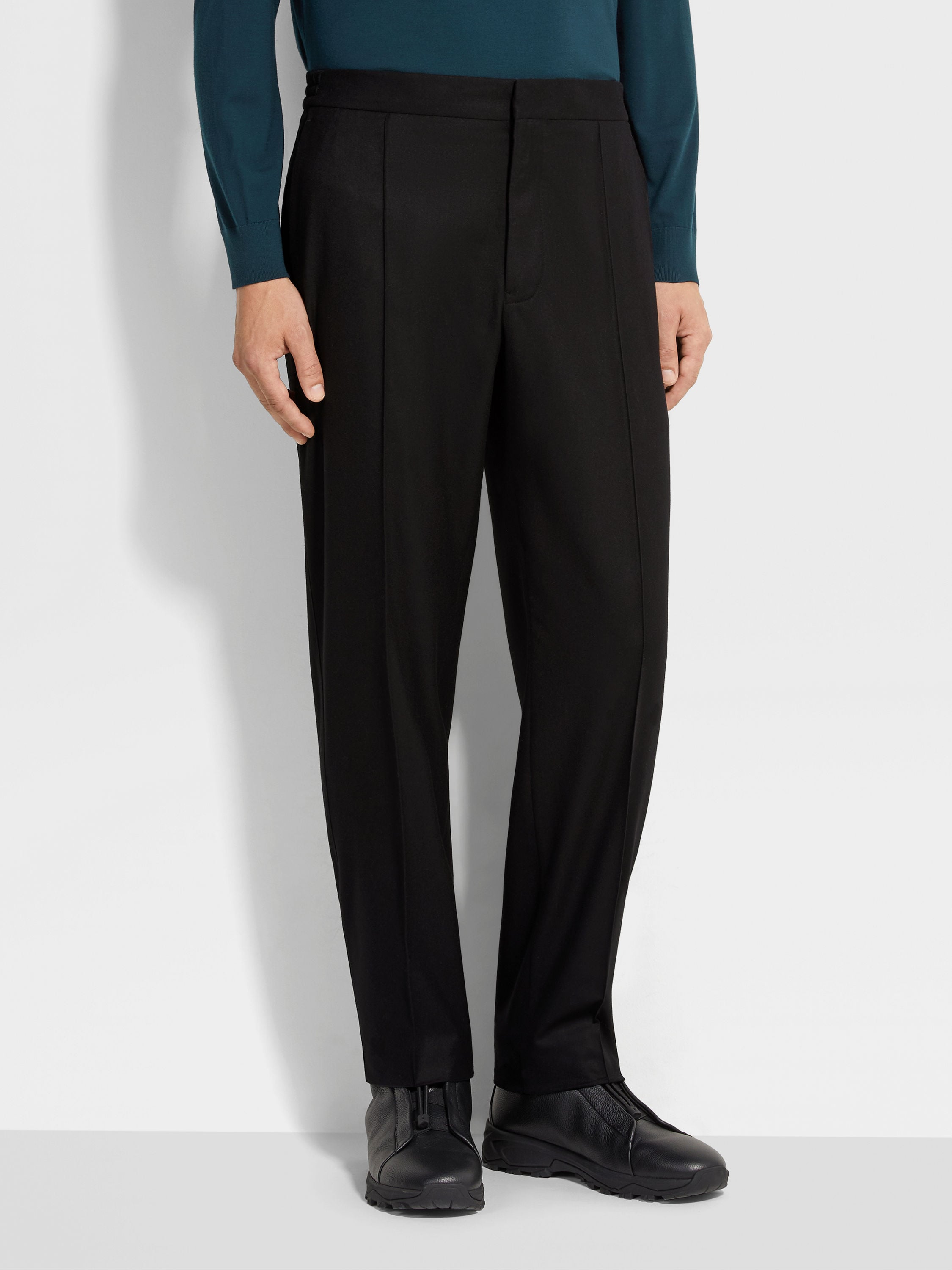 Black 15milmil15 Wool Silk and Cashmere Pants Product detail photo #4