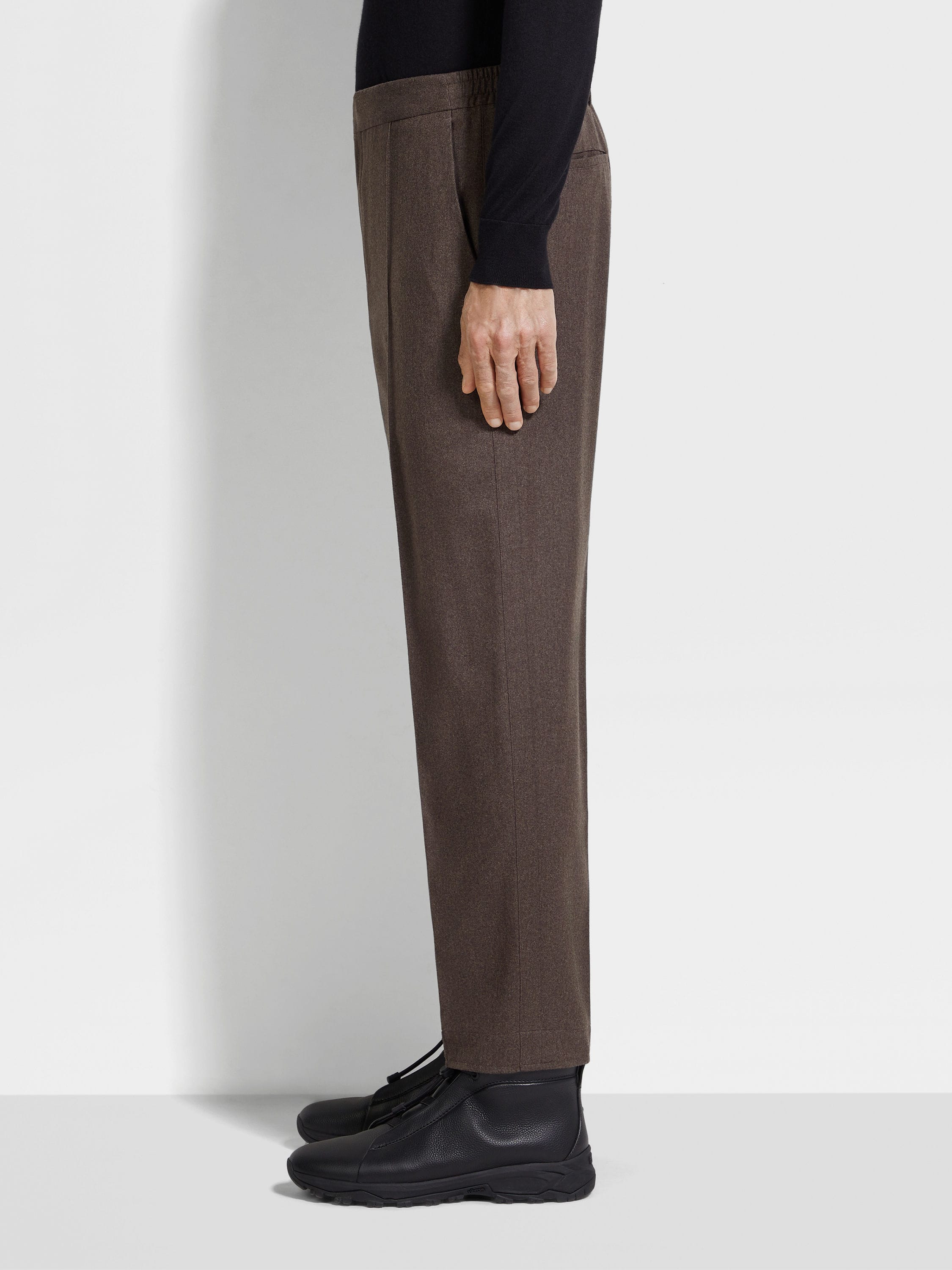 Dark Brown 15milmil15 Wool Silk and Cashmere Pants Product detail photo #2