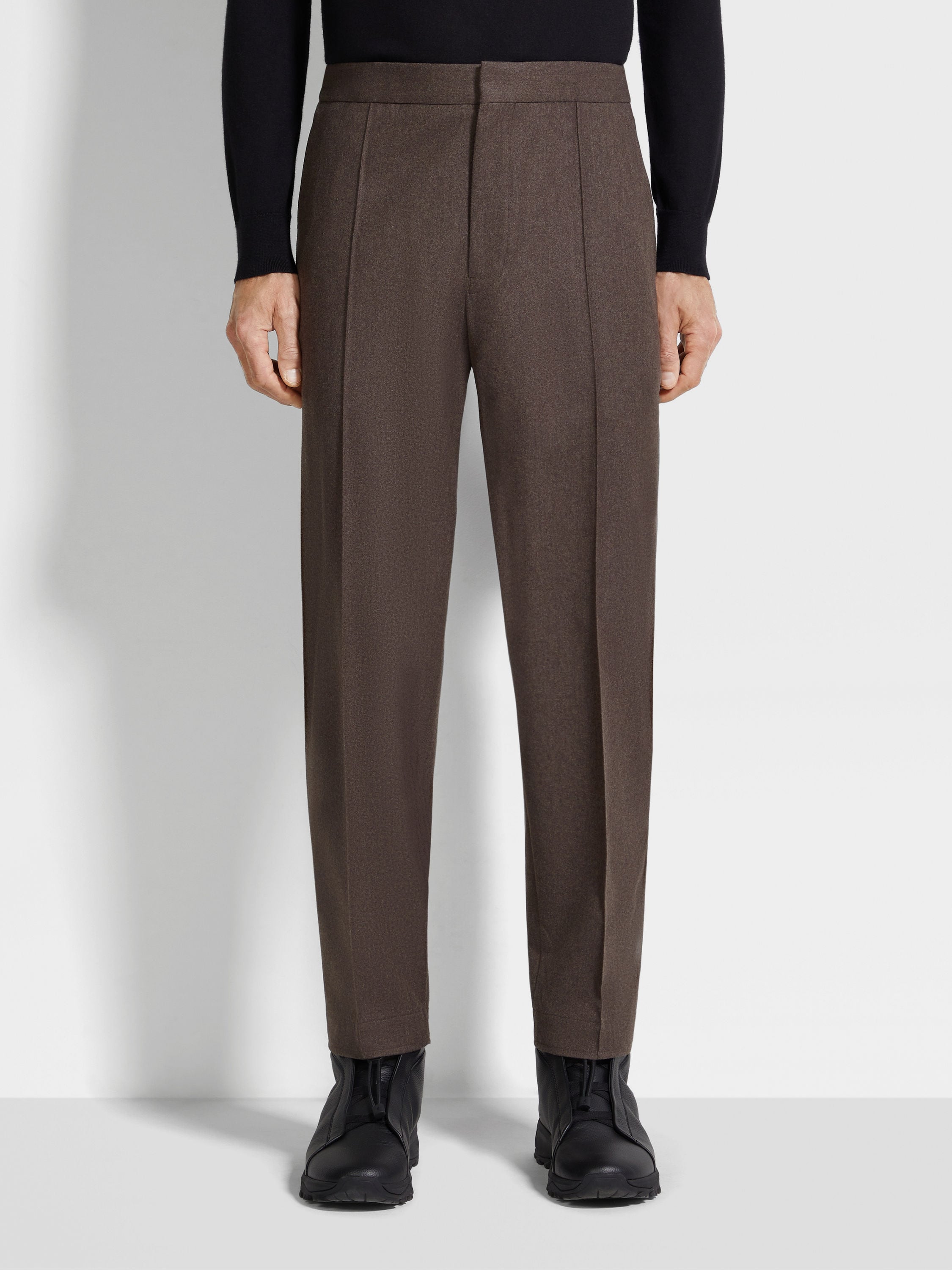 Dark Brown 15milmil15 Wool Silk and Cashmere Pants Product detail photo #3