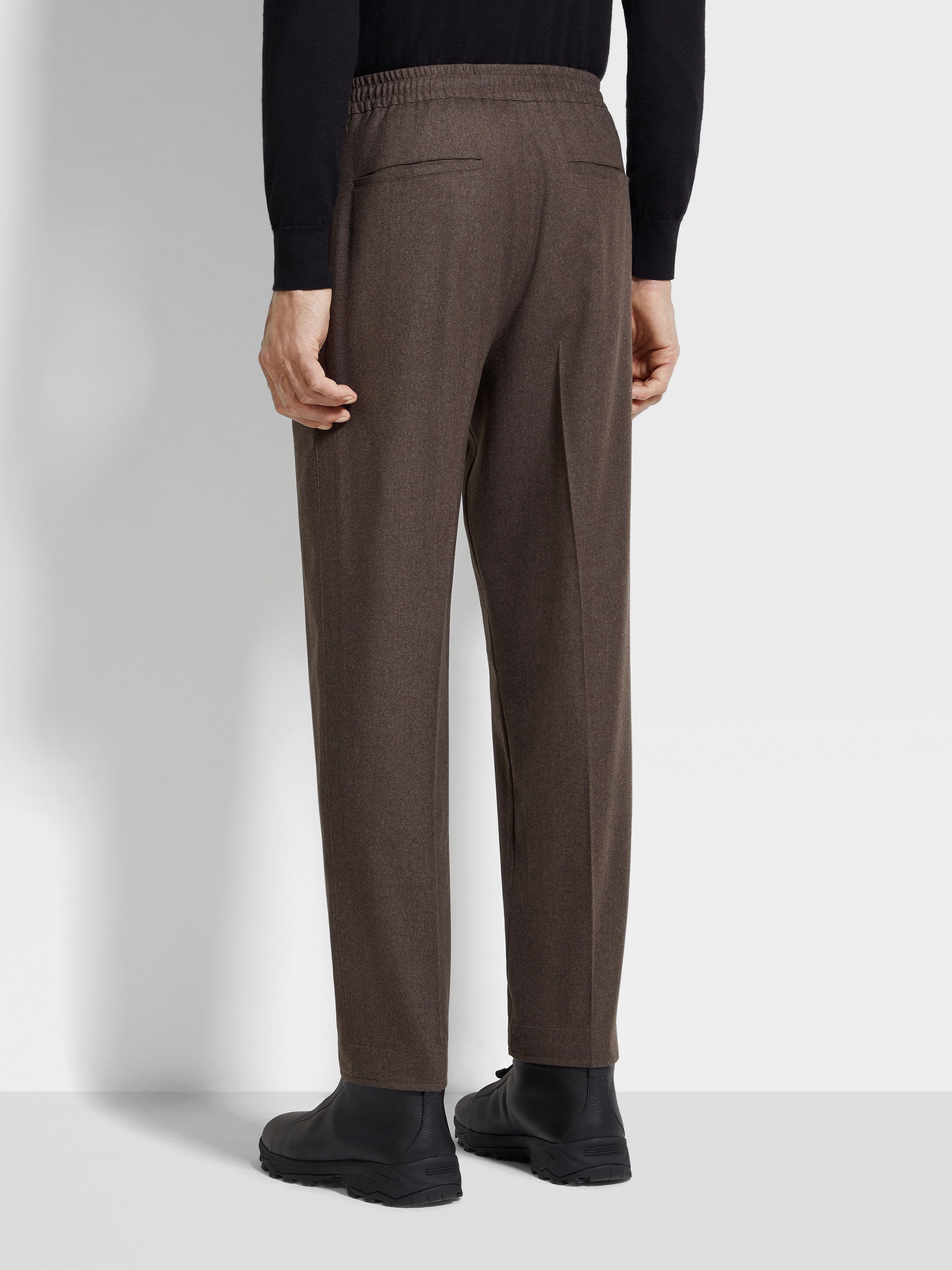 Dark Brown 15milmil15 Wool Silk and Cashmere Pants Product detail photo #4