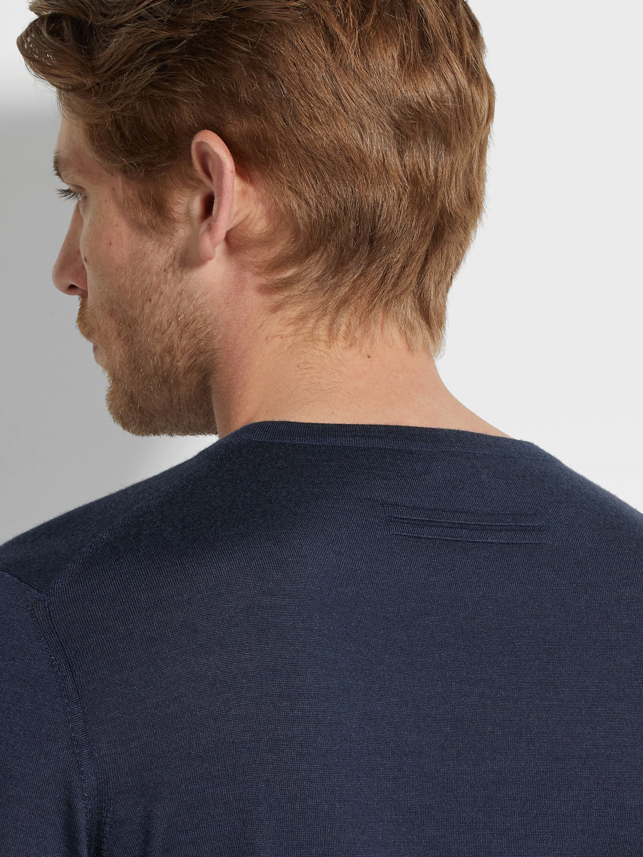 Ink Blue Mélange Cashseta Crewneck Product detail photo #1