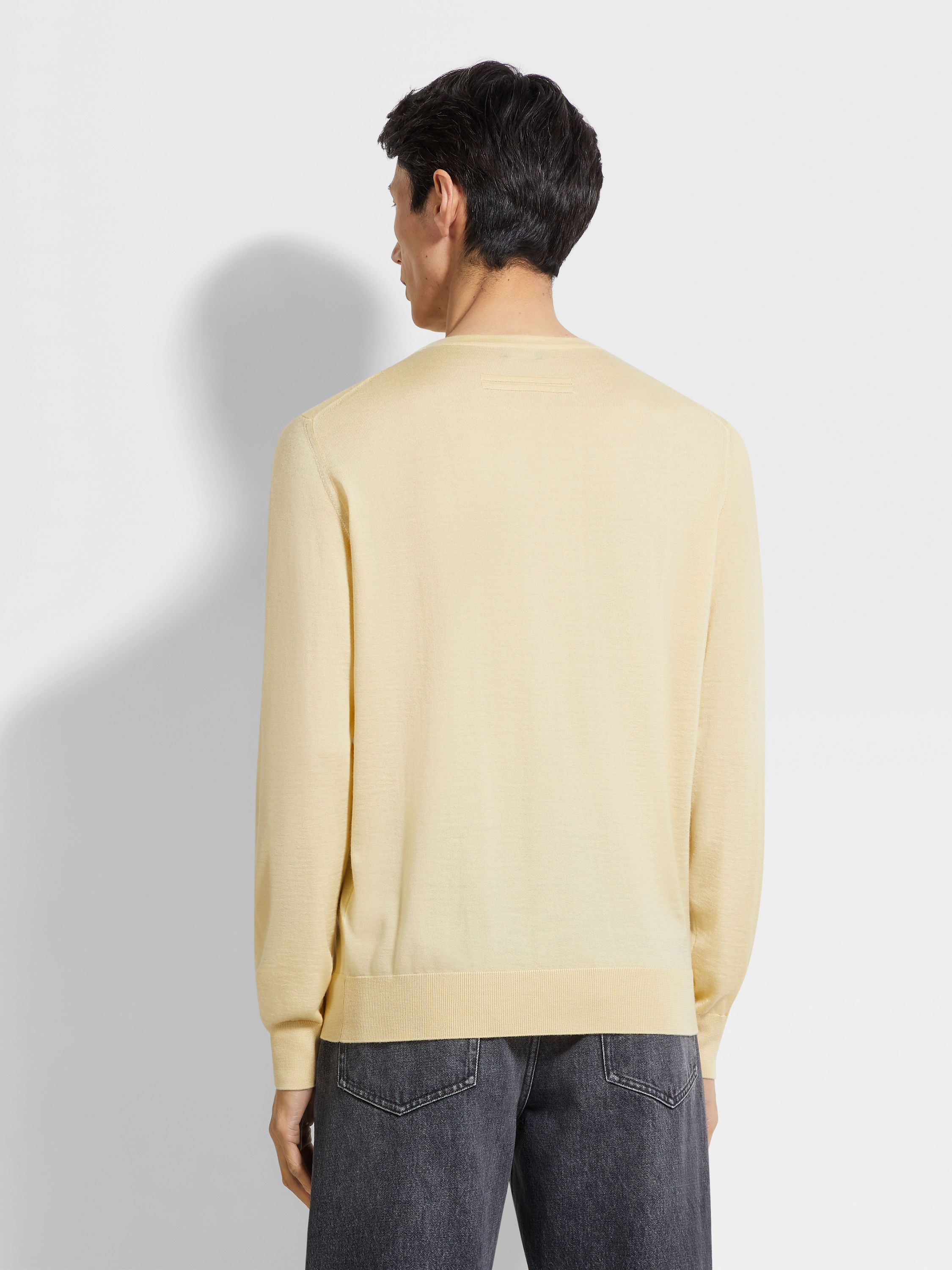 Pastel Yellow Mélange Cashseta Crewneck Product detail photo #4