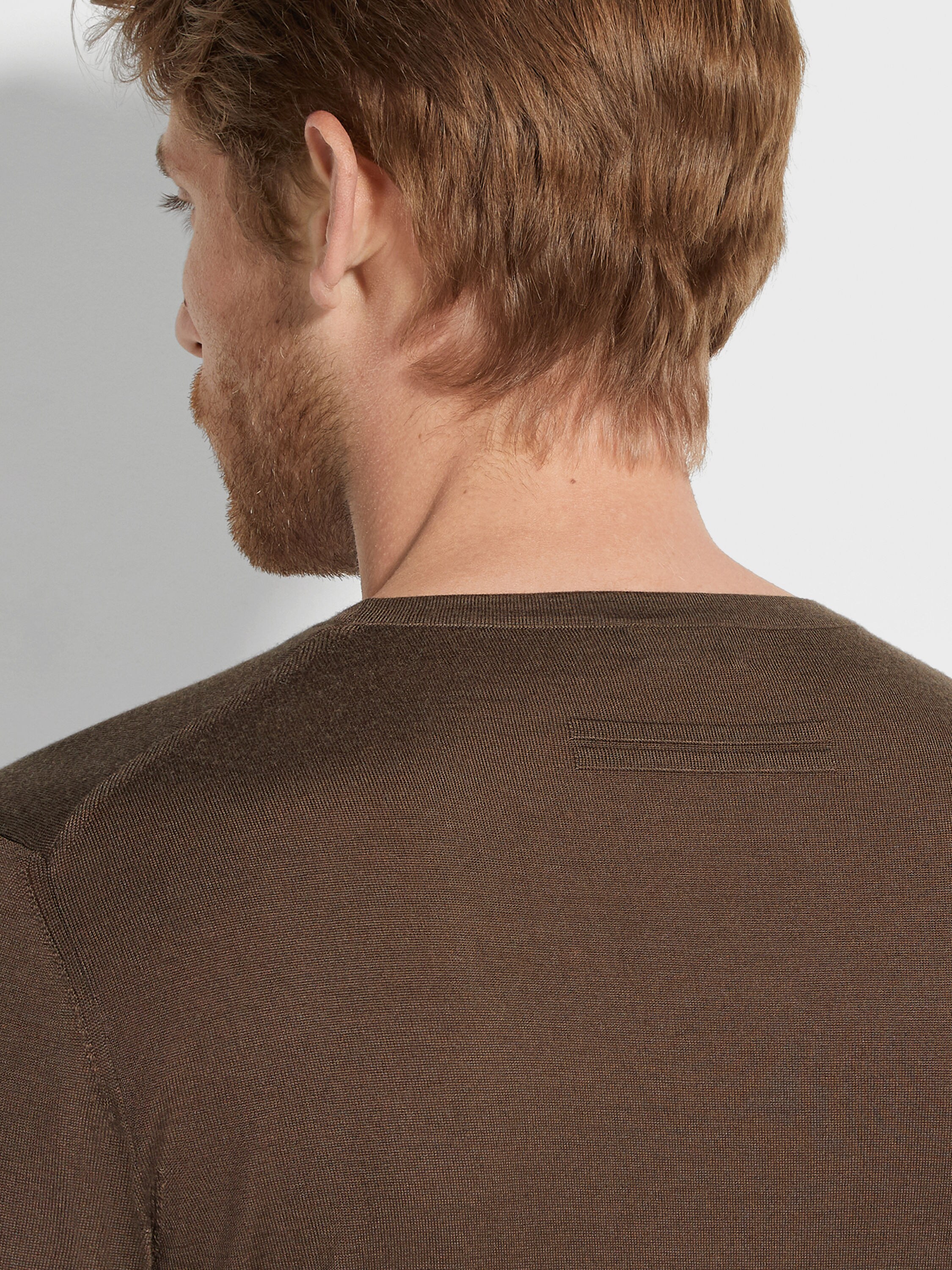 Brown Mélange Cashseta Crewneck Product detail photo #1