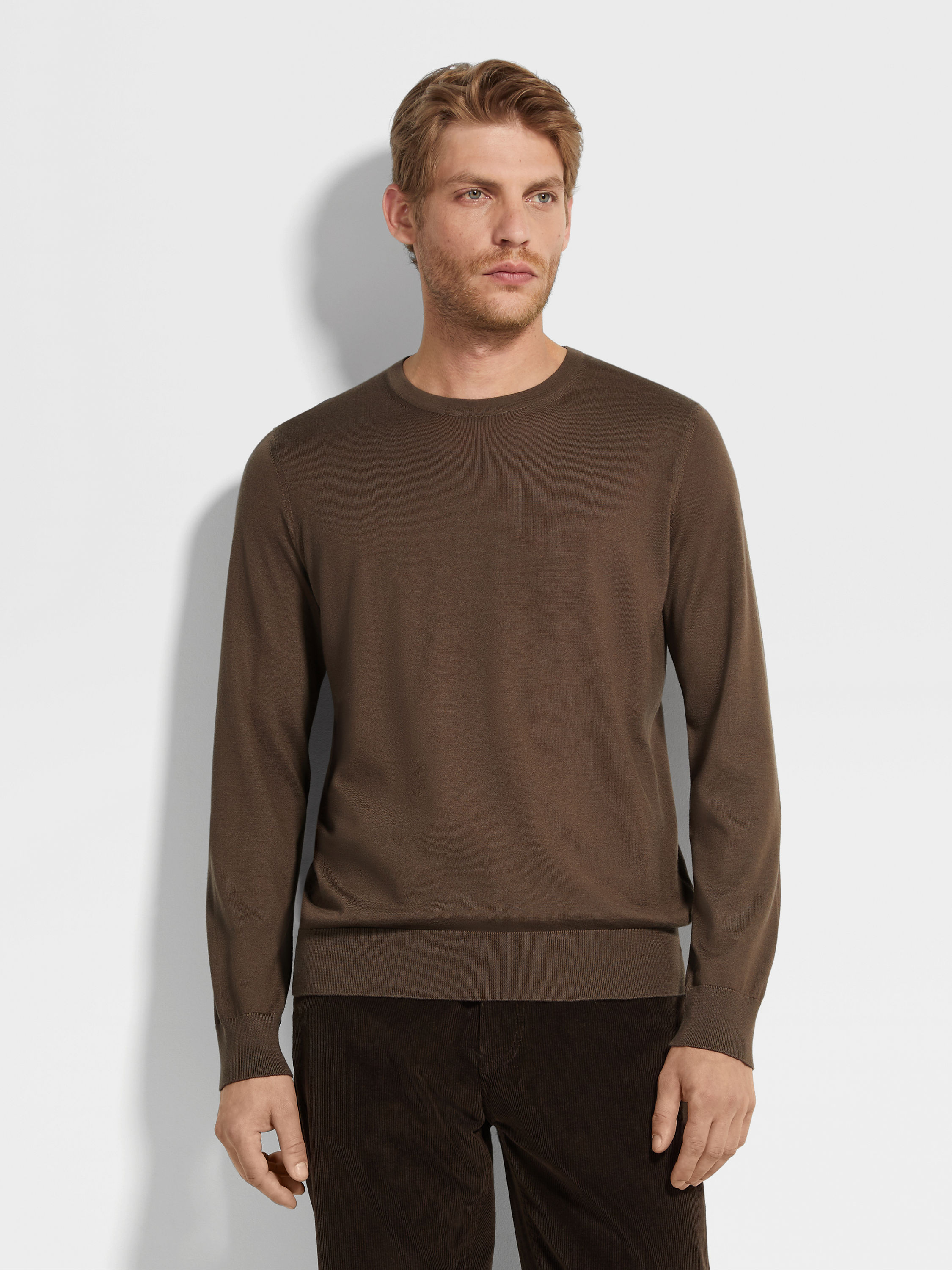 Brown Mélange Cashseta Crewneck Product detail photo #3