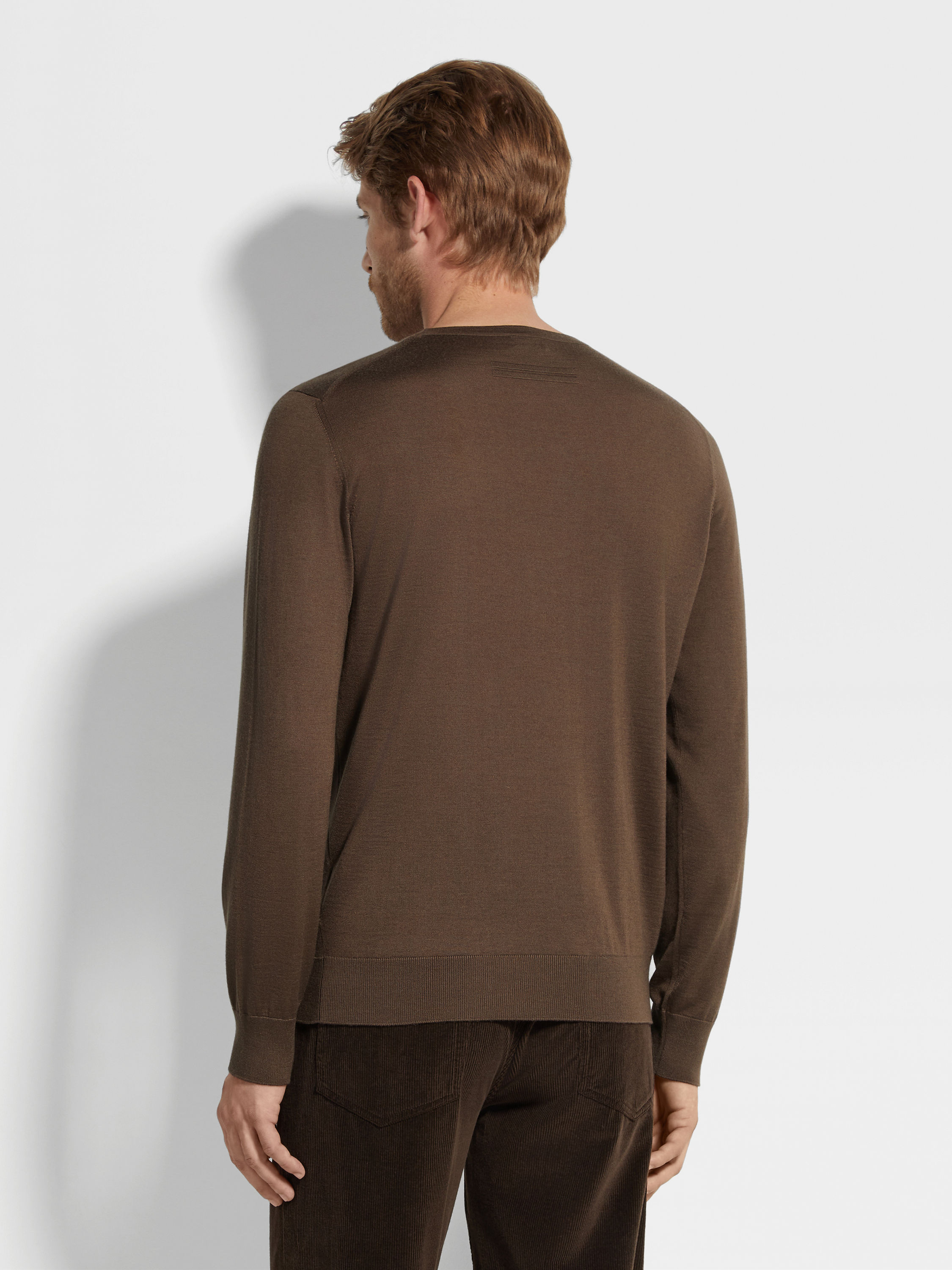 Brown Mélange Cashseta Crewneck Product detail photo #4