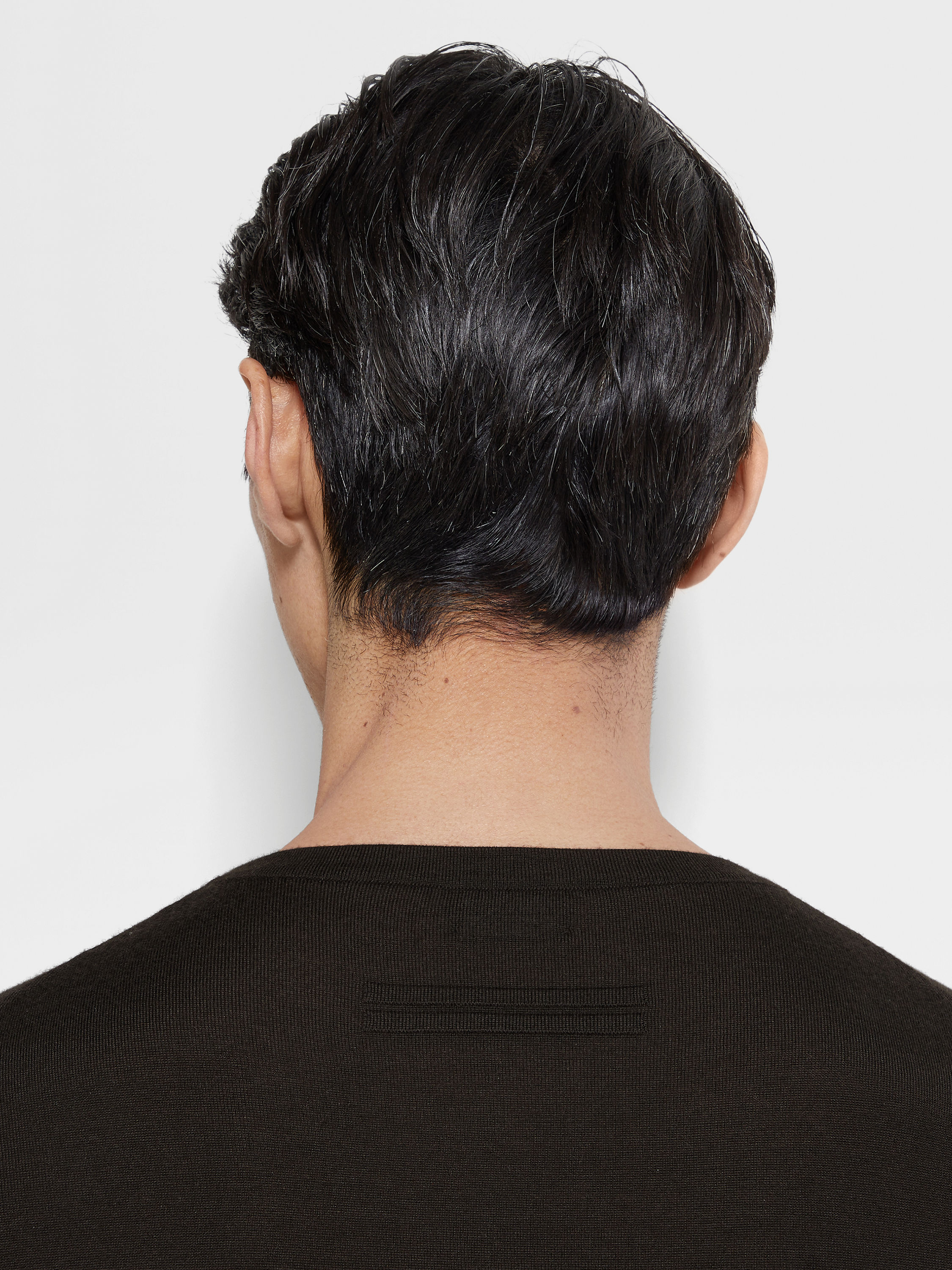 Dark Brown Mélange Cashseta Crewneck Product detail photo #1