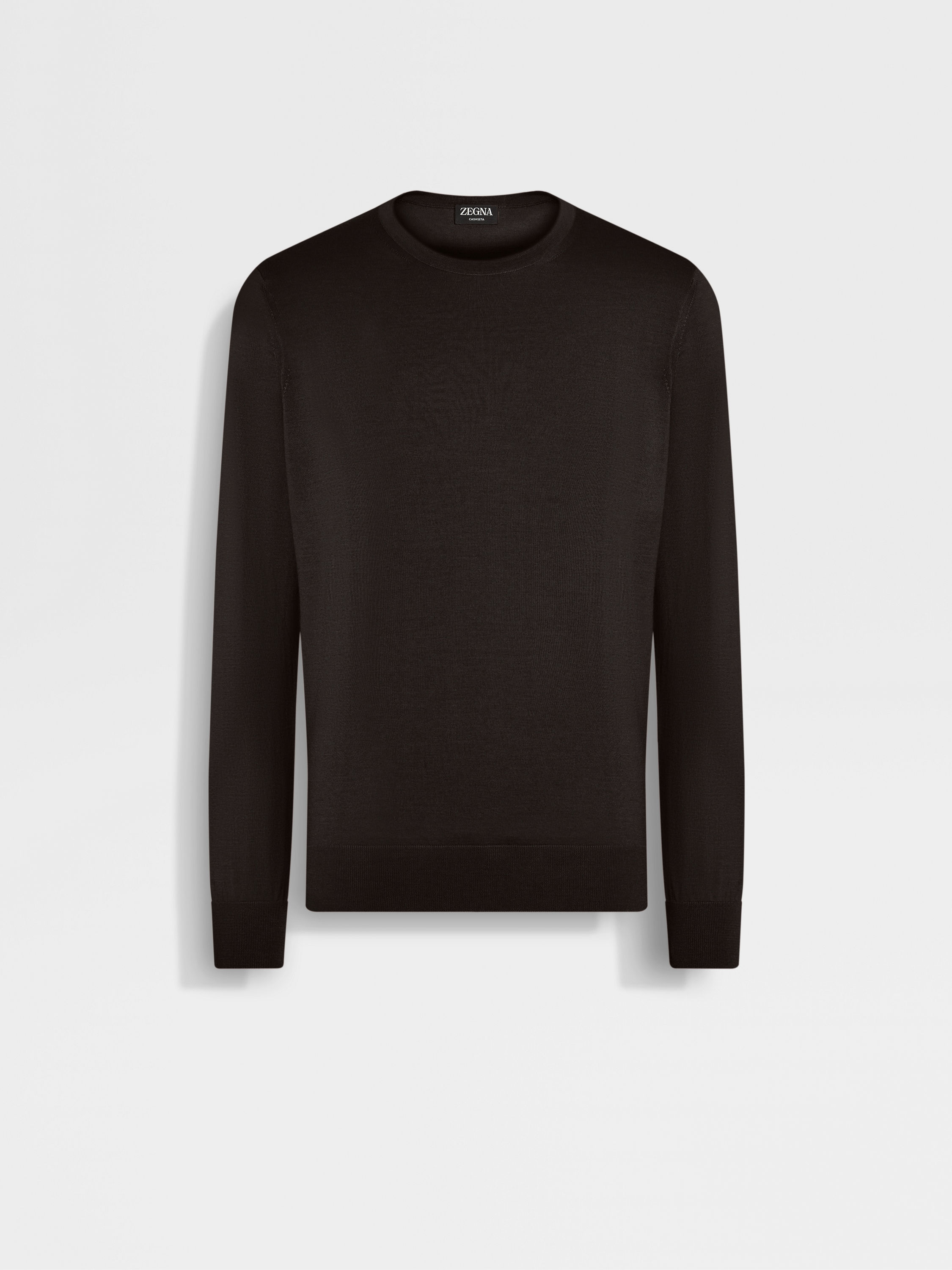 Dark Brown Mélange Cashseta Crewneck Main product photo