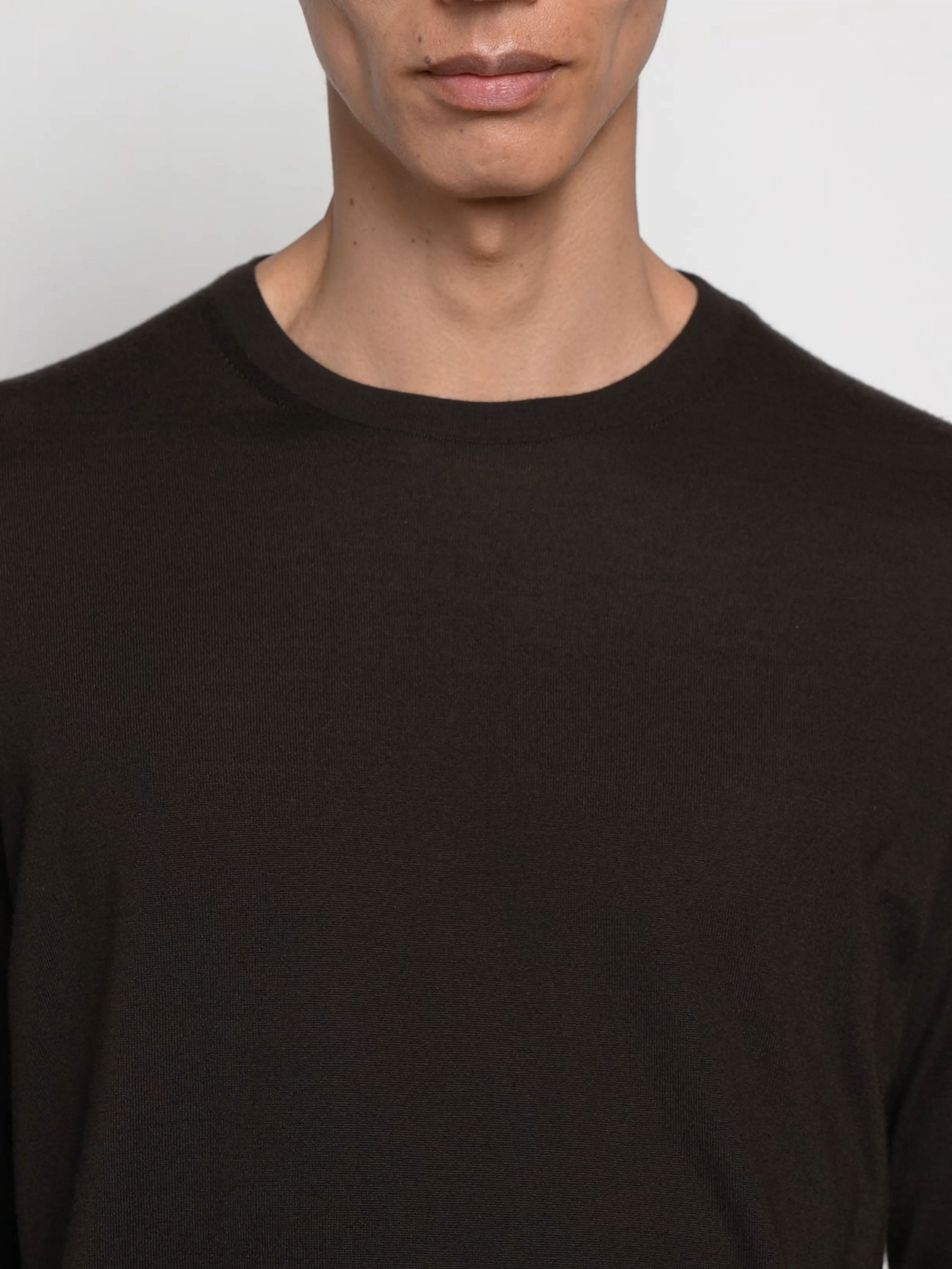 Dark Brown Mélange Cashseta Crewneck