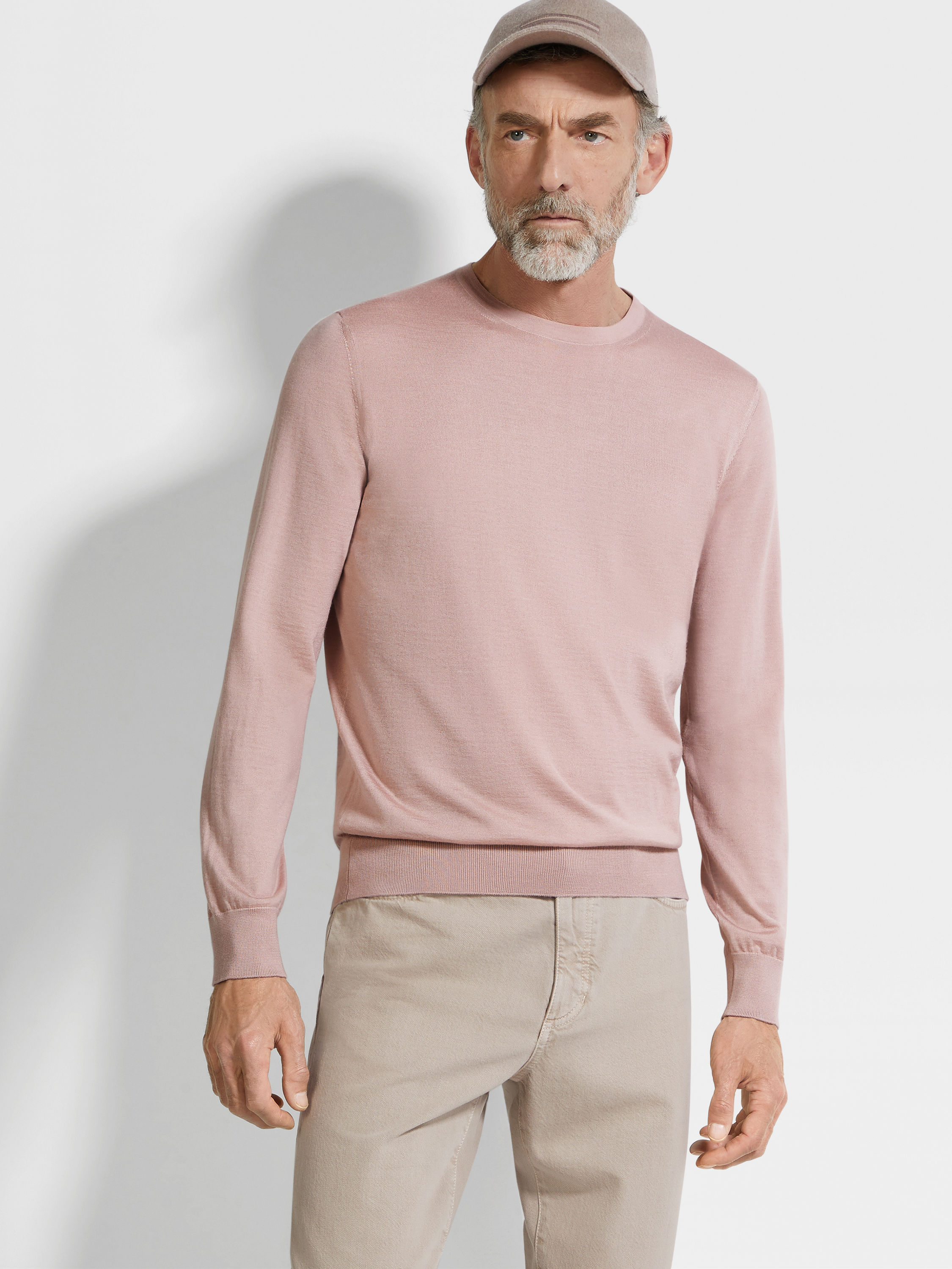 Light Pink Mélange Cashseta Crewneck Product detail photo #2