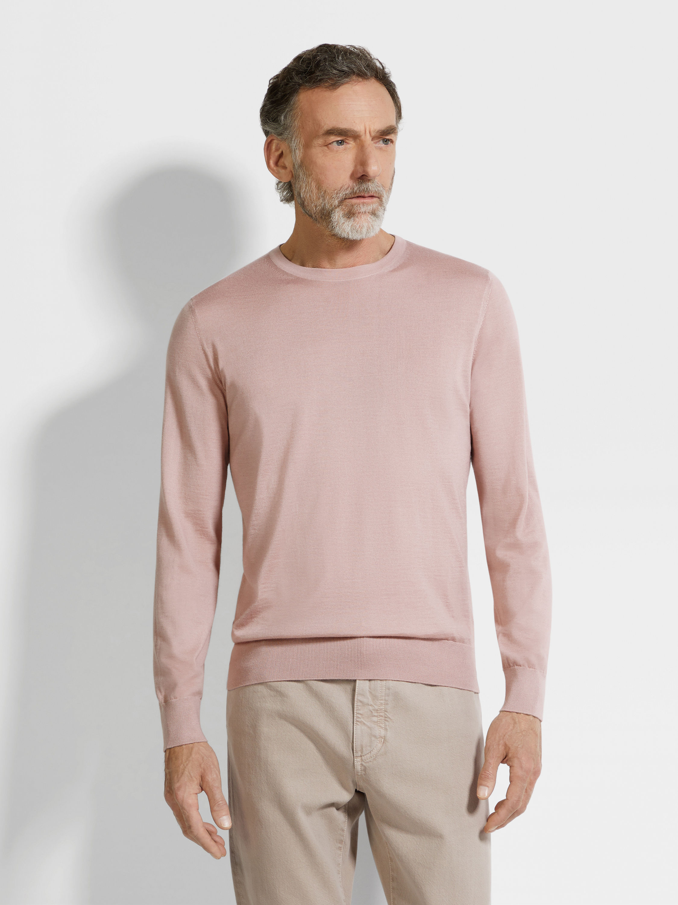 Light Pink Mélange Cashseta Crewneck Product detail photo #3