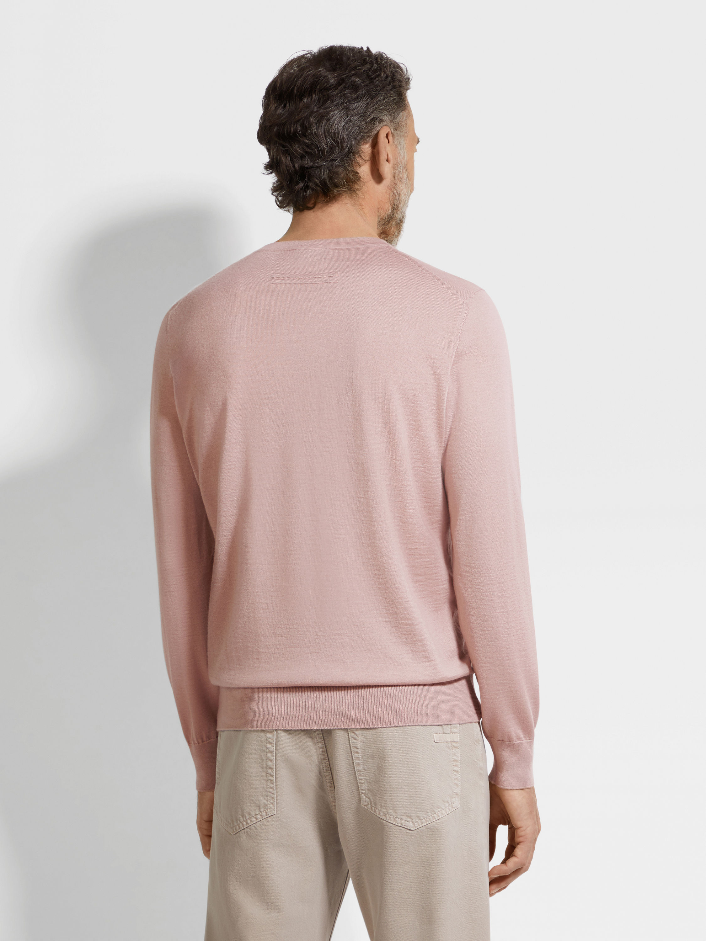 Light Pink Mélange Cashseta Crewneck Product detail photo #4