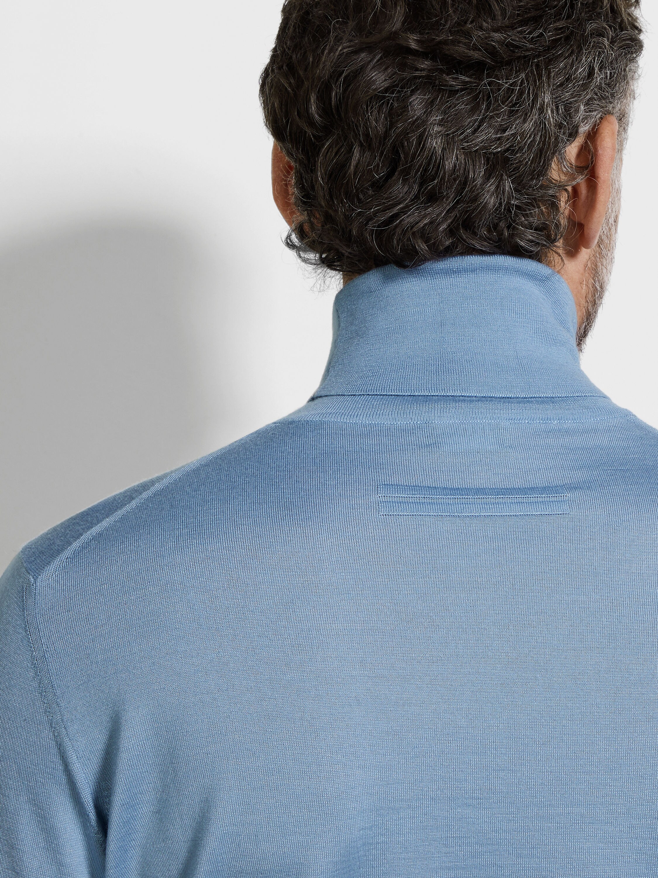 Light Blue Mélange Cashseta Turtleneck Product detail photo #1