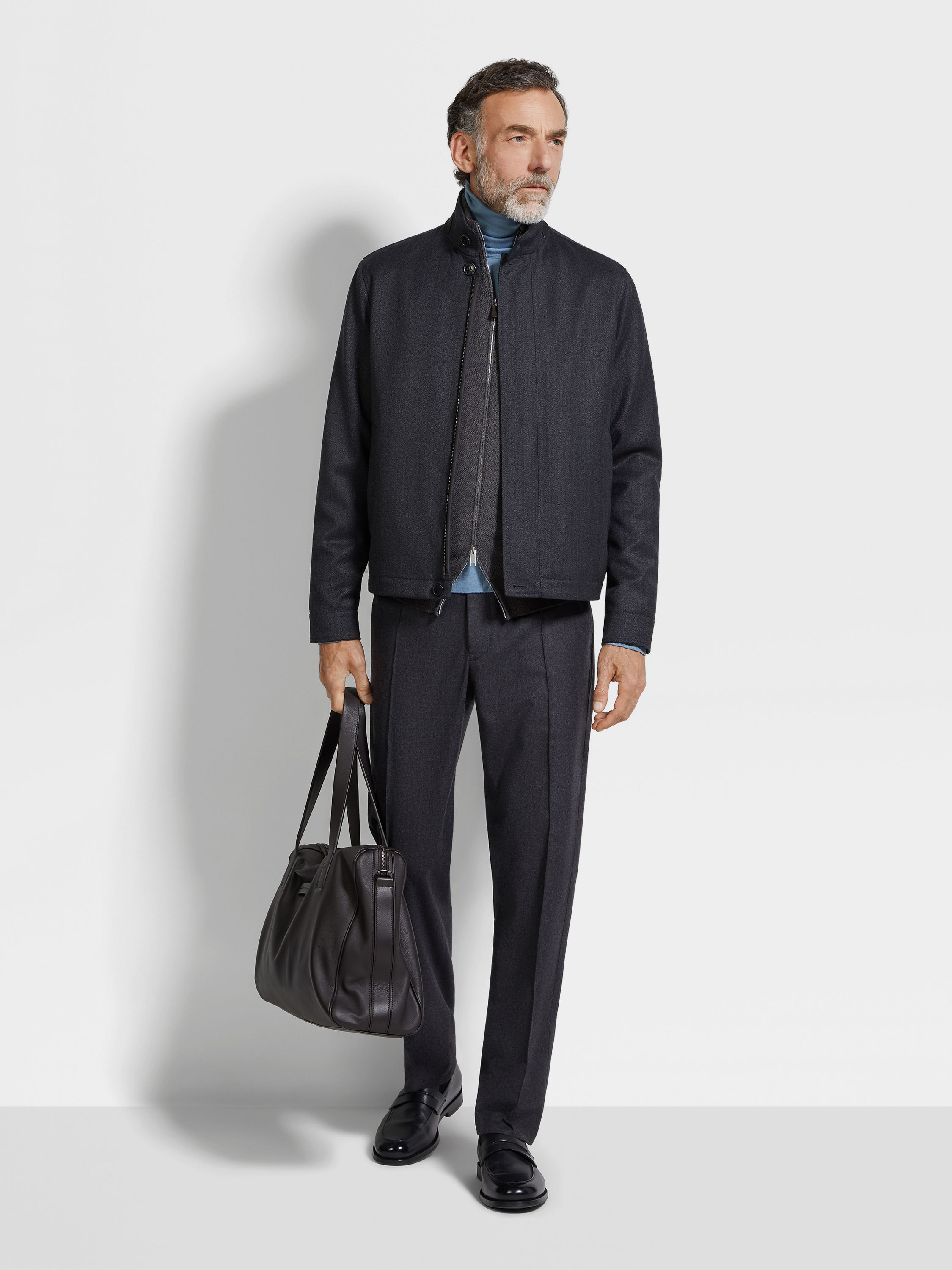 Light Blue Mélange Cashseta Turtleneck Product detail photo #2