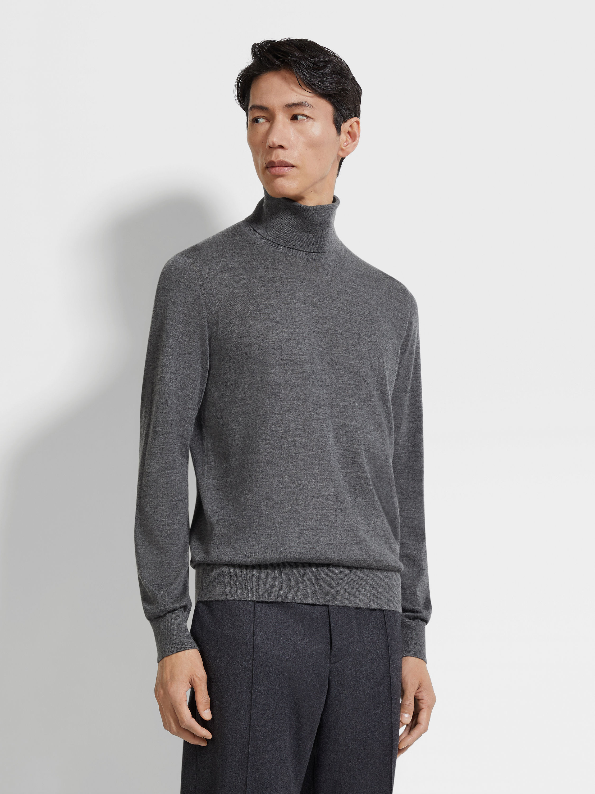 Grey Mélange Cashseta Turtleneck Product detail photo #3