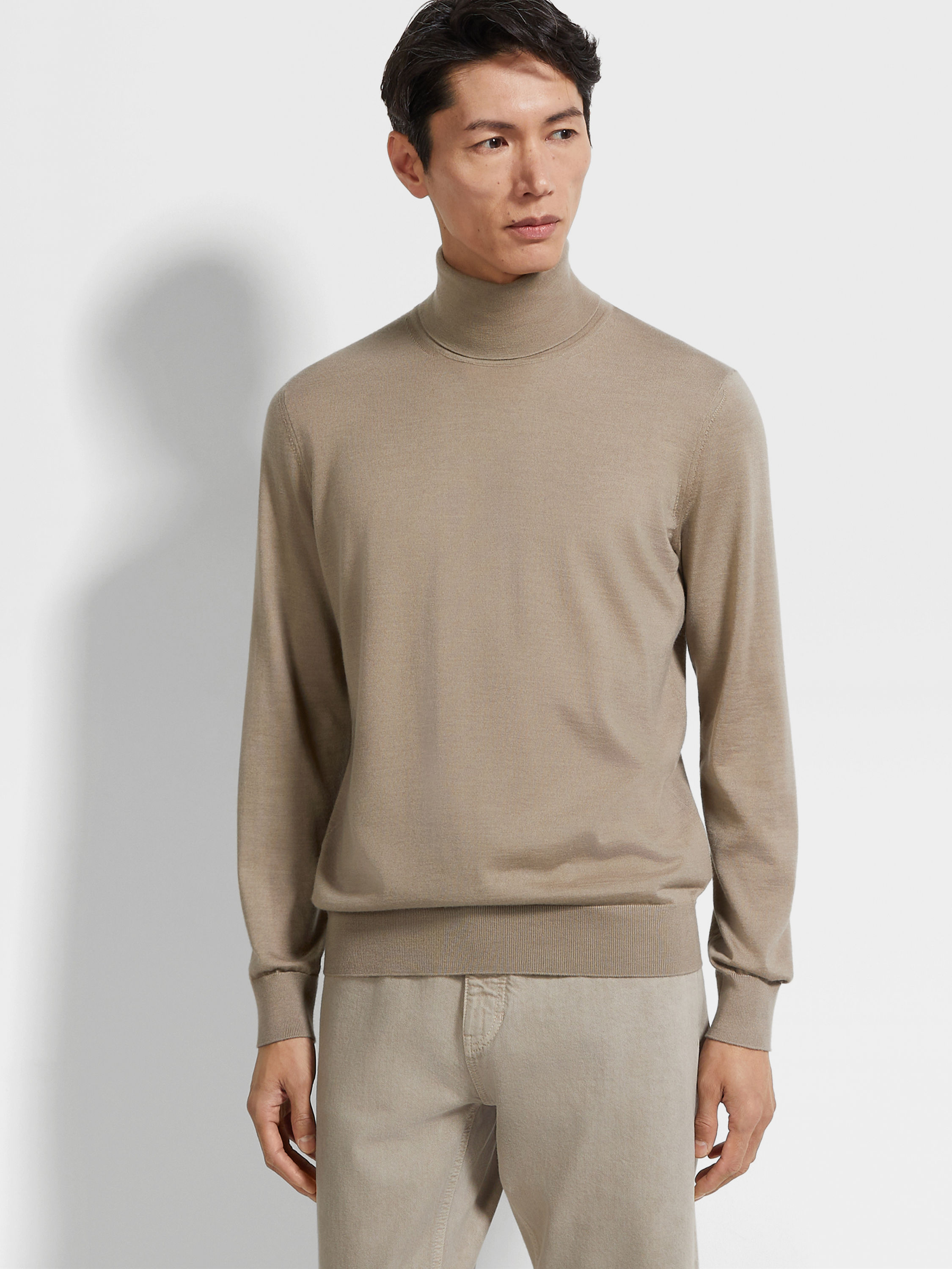 Light Taupe Mélange Cashseta Turtleneck Product detail photo #2