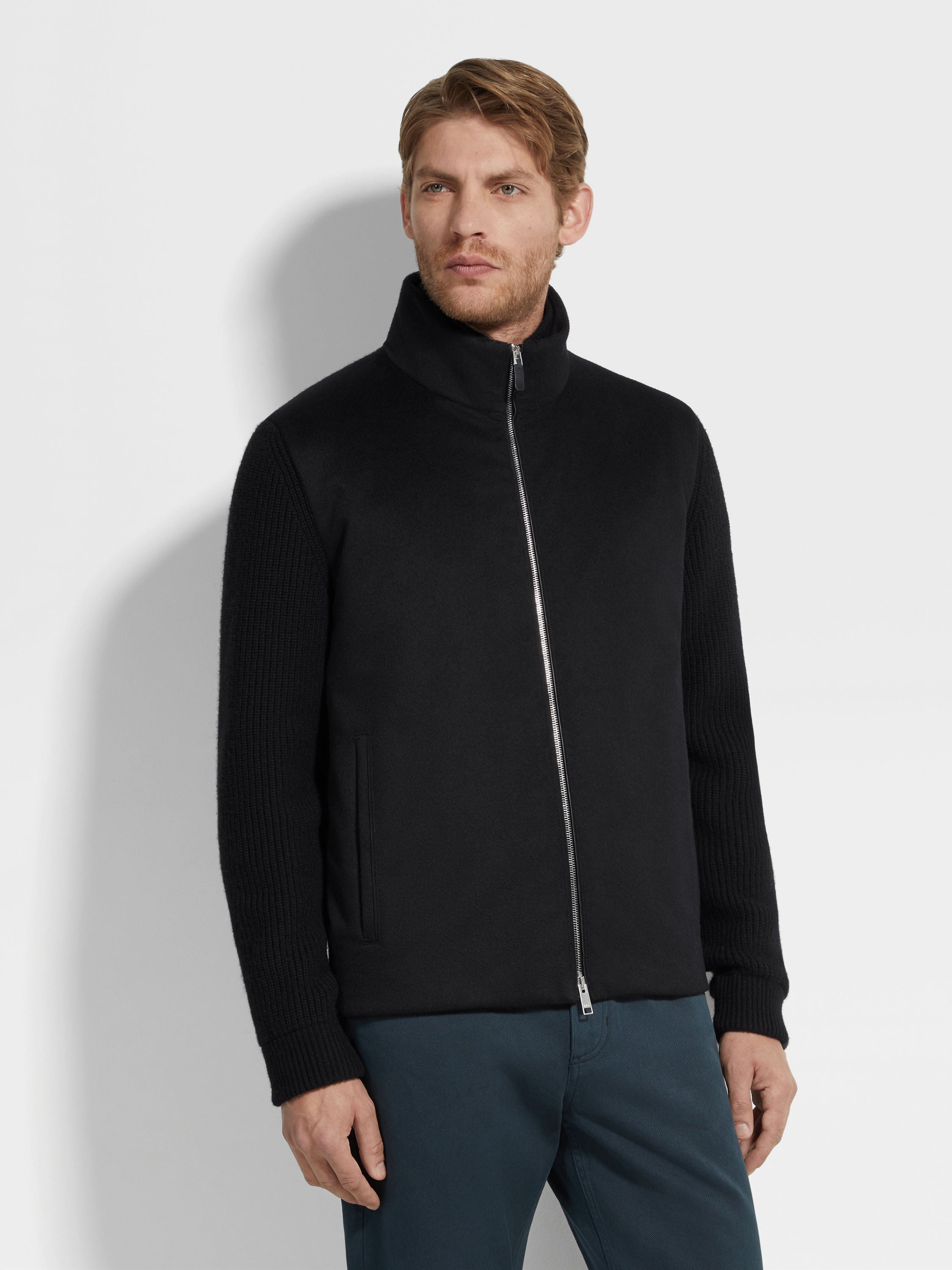 Black Oasi Cashmere Full Zip Cardigan Product detail photo #3