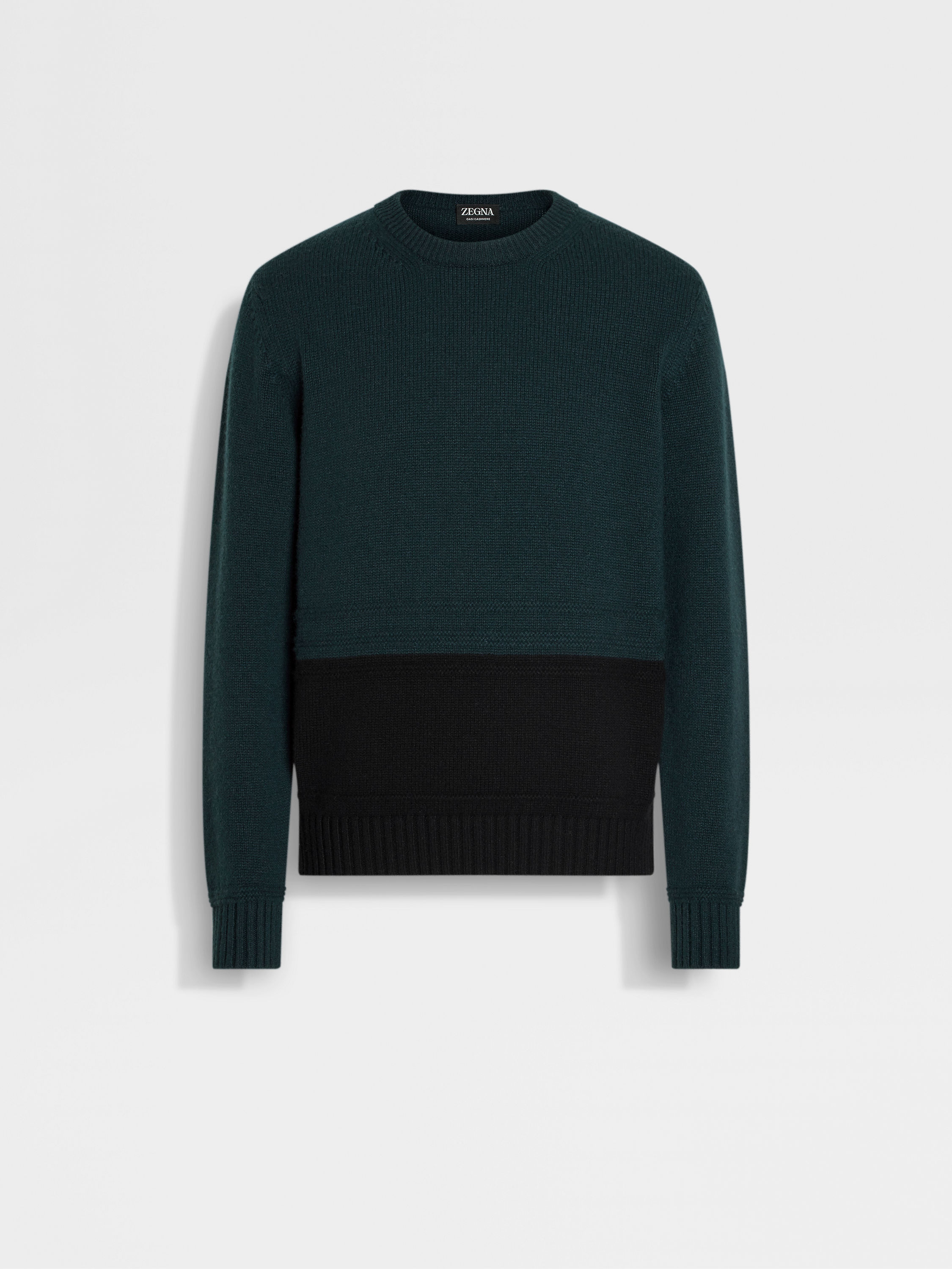 Dark Green and Black Oasi Cashmere Crewneck Main product photo