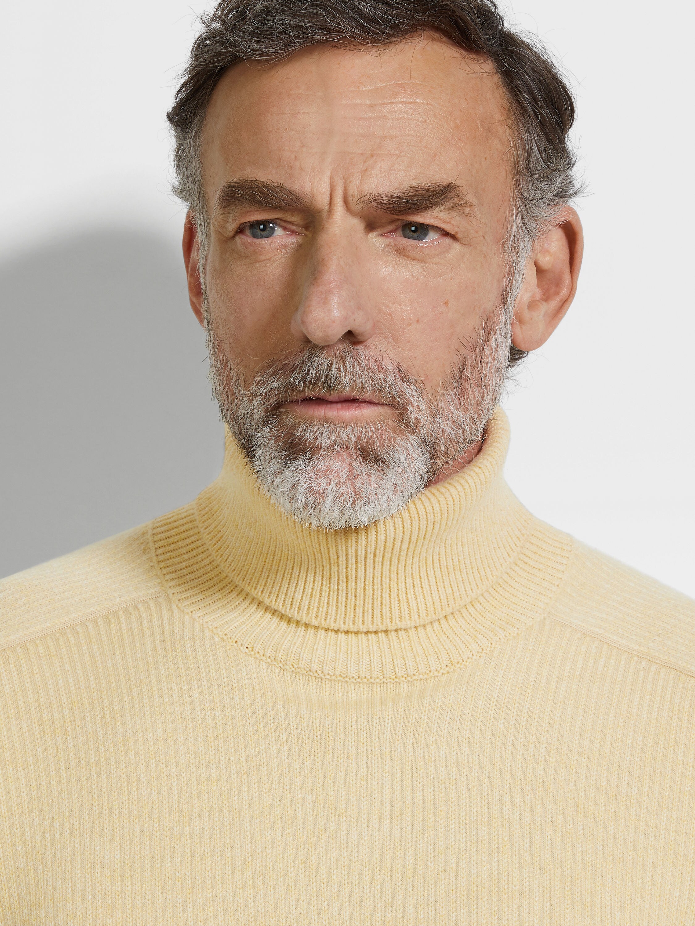 Pastel Yellow Multimélange Cashmere Turtleneck Product detail photo #1