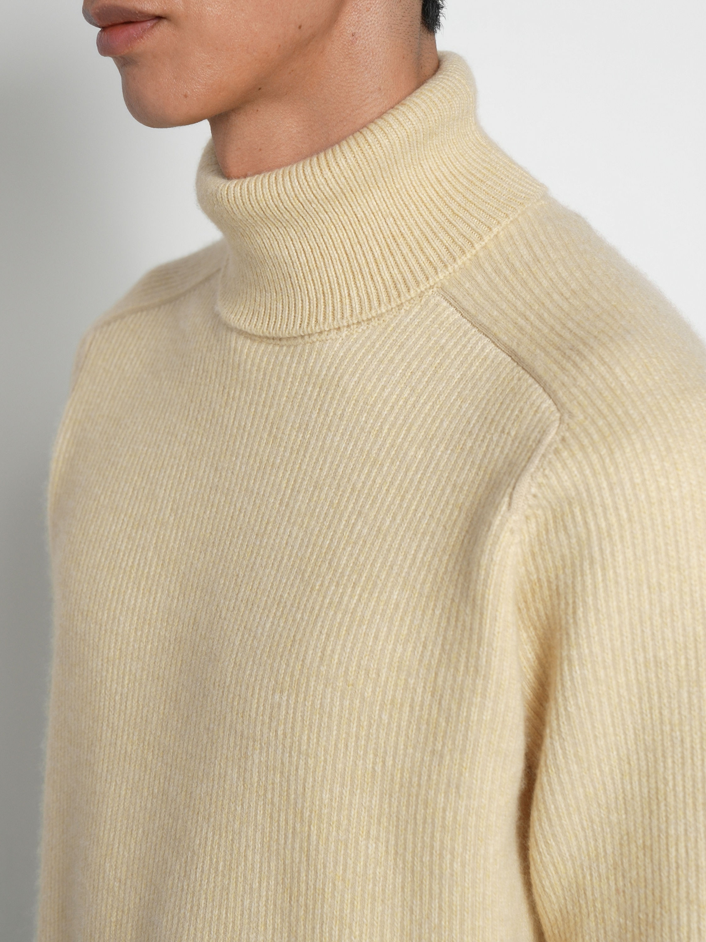 Pastel Yellow Multimélange Cashmere Turtleneck
