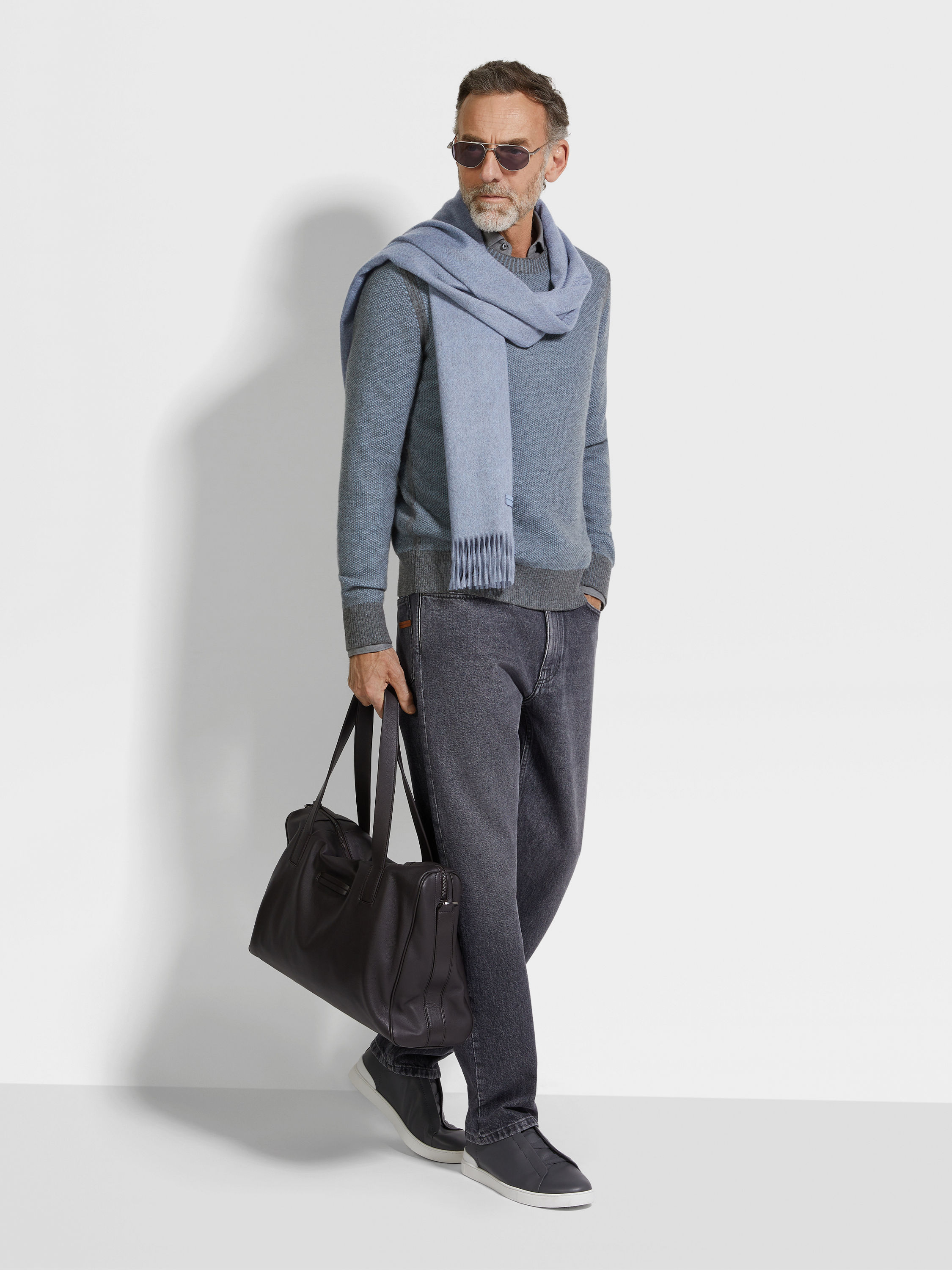 Light Blue Oasi Cashmere Crewneck Product detail photo #2