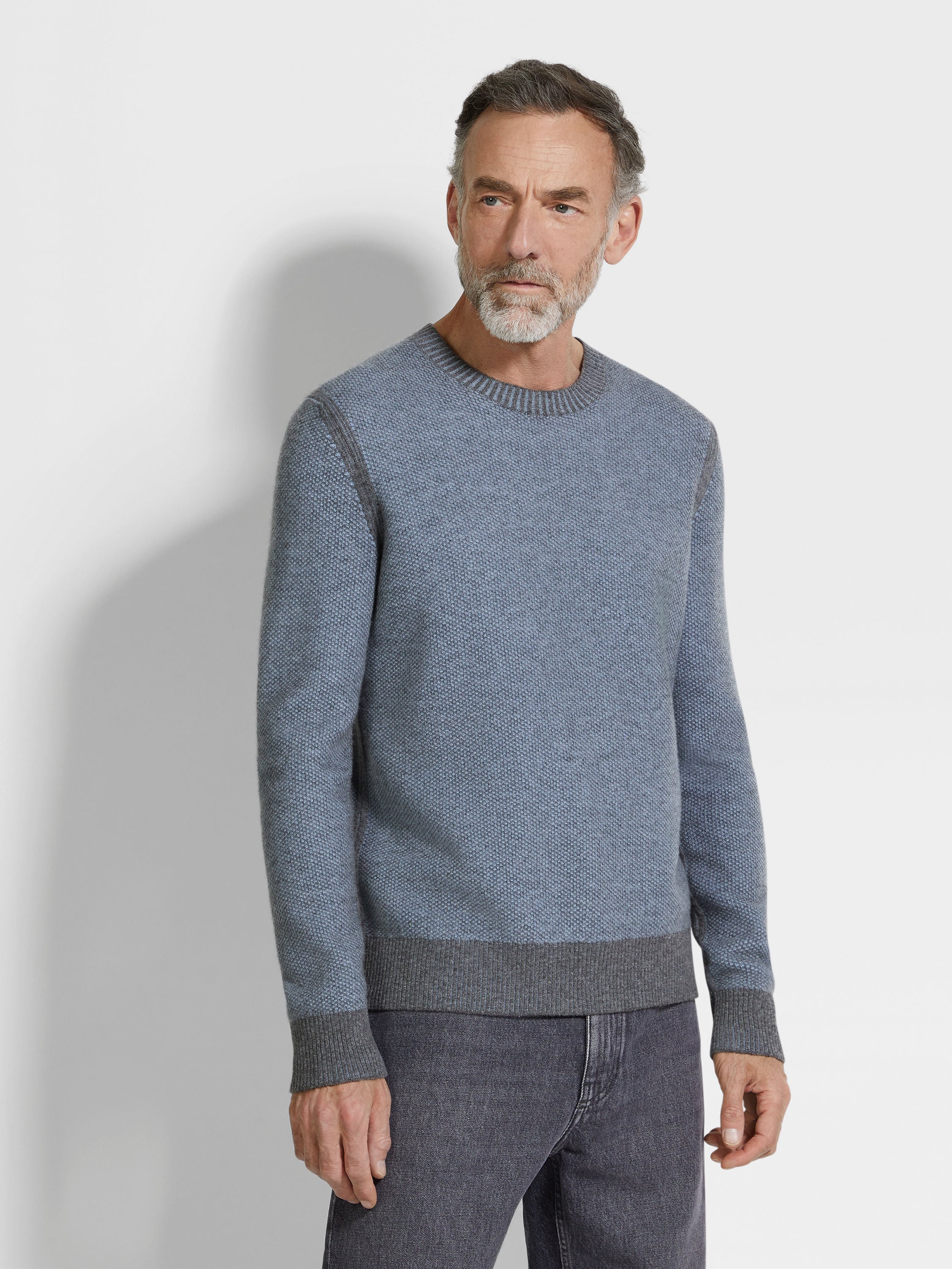 Light Blue Oasi Cashmere Crewneck Product detail photo #3