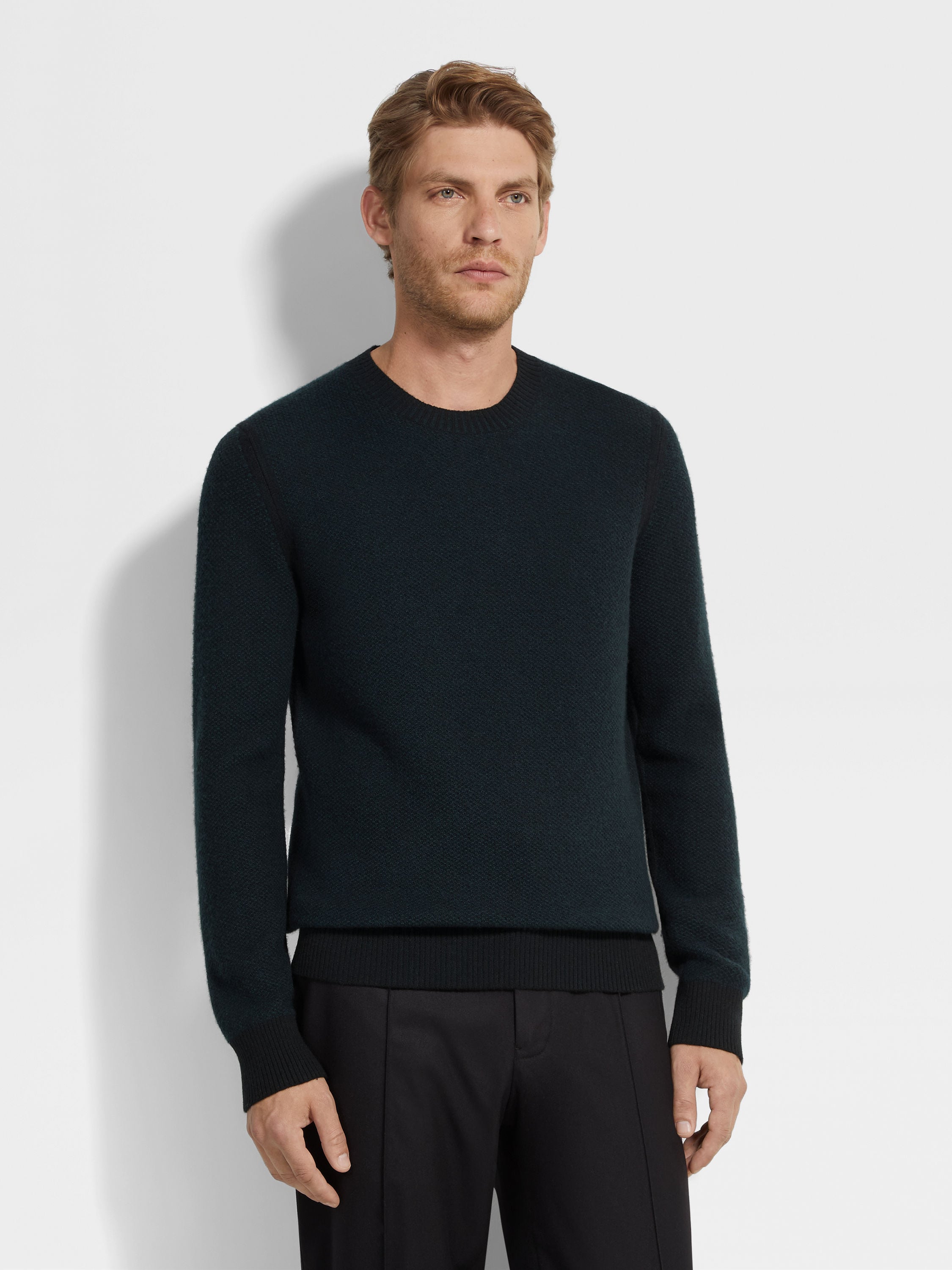 Dark Green Oasi Cashmere Crewneck Product detail photo #3