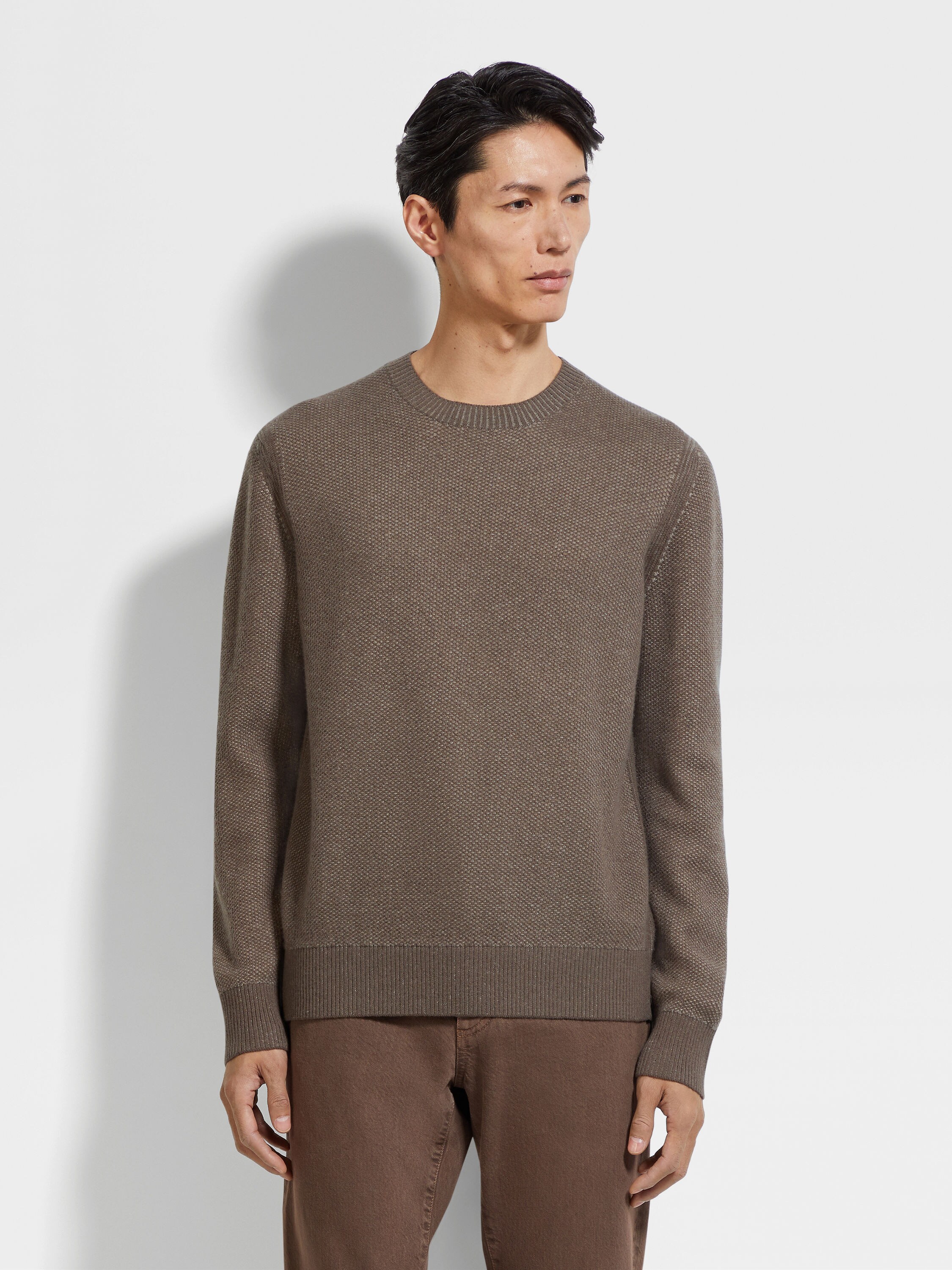 Brown Oasi Cashmere Crewneck Product detail photo #3
