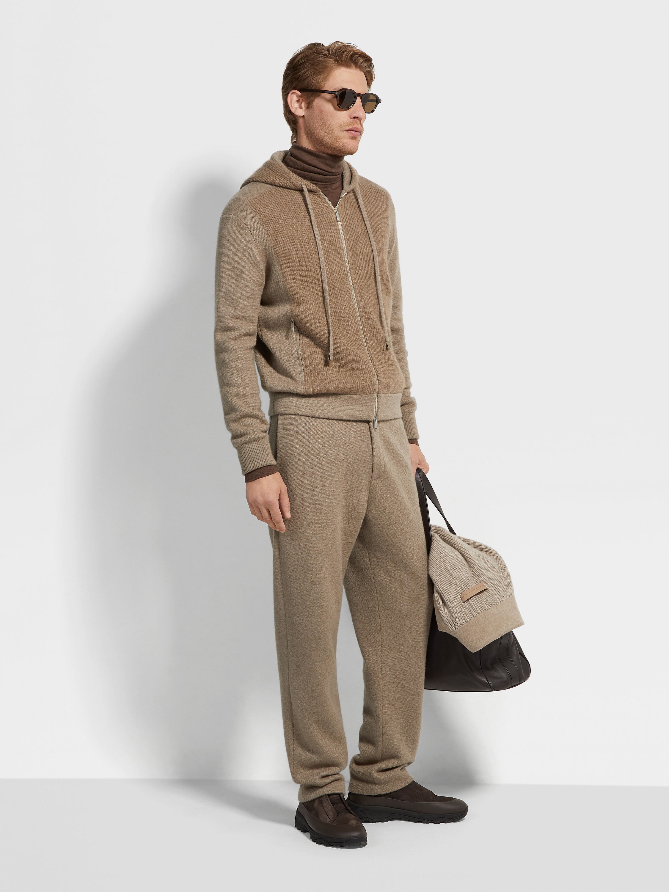 Light Taupe Mélange Oasi Cashmere Pants Product detail photo #2