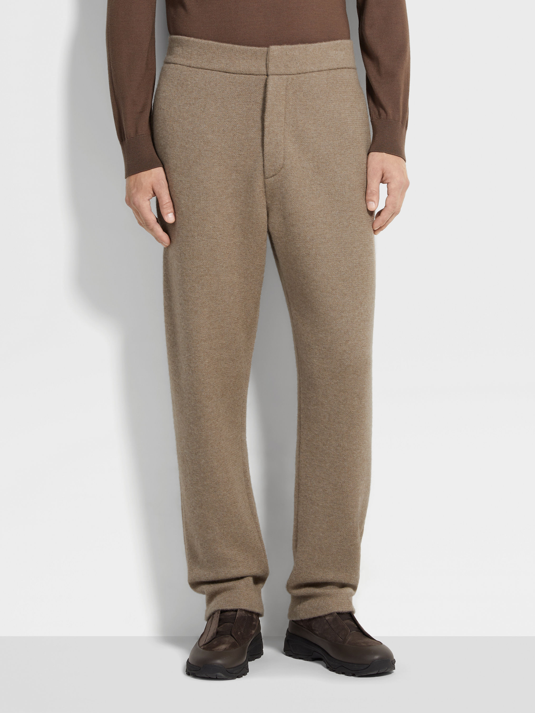 Light Taupe Mélange Oasi Cashmere Pants Product detail photo #4